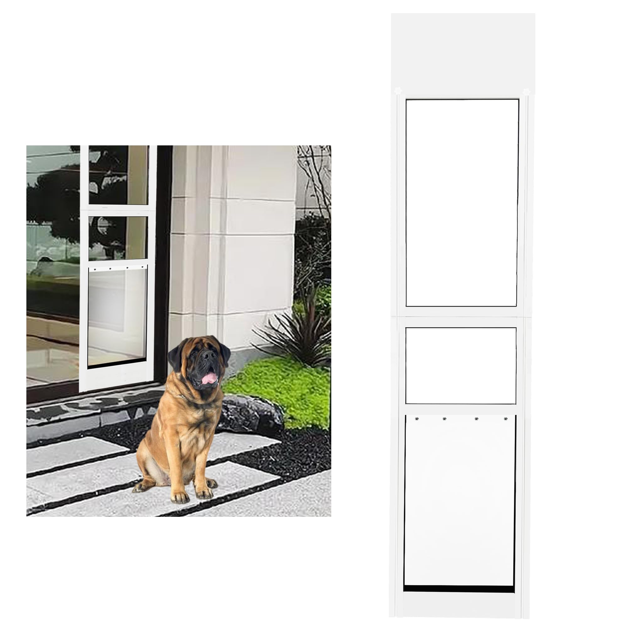 Photo 1 of Extra Large Dog Door for Sliding Door,Adjustable Height 75.98"-81.1",Dog Door for Sliding Glass Doors XL,All-Metal Framed & Panel with Rotating Screws Can Slide Up and Down Along The Track