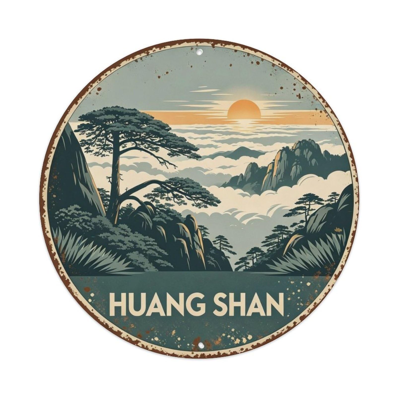 Huangshan Mountain Metal Tin Sign Plaque