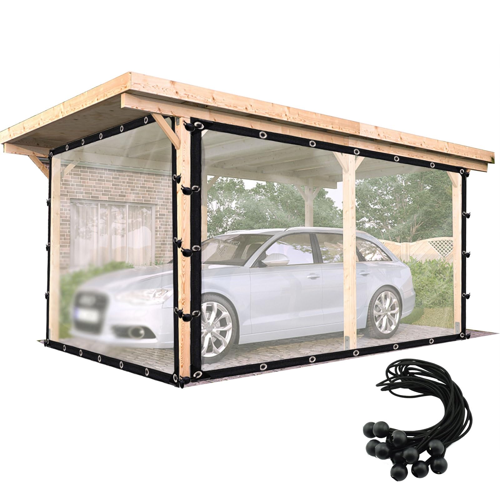 Lonas de plástico plegables transparentes con ojales para camping y terraza