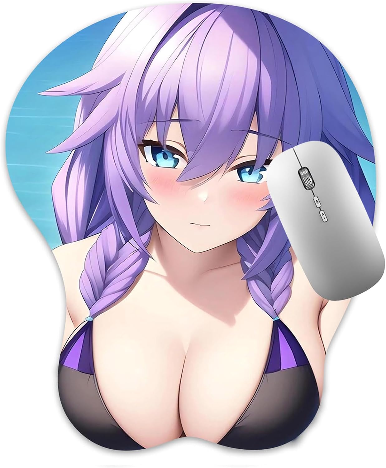 3D Mouse Pad Oppai Mousepad with Soft Gel Wrist Rest Anime Manga Gaming Boob pad Anti-Slip Mouse Mat （Neptun）