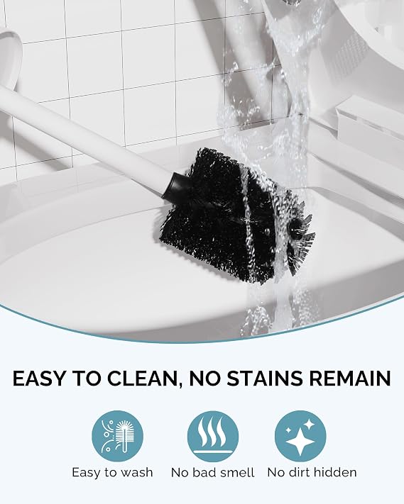 Toilet Brush and Holder Set, Stainless Steel Toilet Bowl Brush with Lid, Rust Proof Toilet Cleaner Brush with Caddy, Durable Bristles, Splash Proof, Ideal for Bathroom(1 Pack, White)