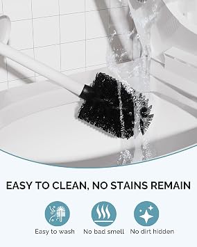 Toilet Brush and Holder Set, Stainless Steel Toilet Bowl Brush with Lid, Rust Proof Toilet Cleaner Brush with Caddy, Durable Bristles, Splash Proof, Ideal for Bathroom(1 Pack, White)