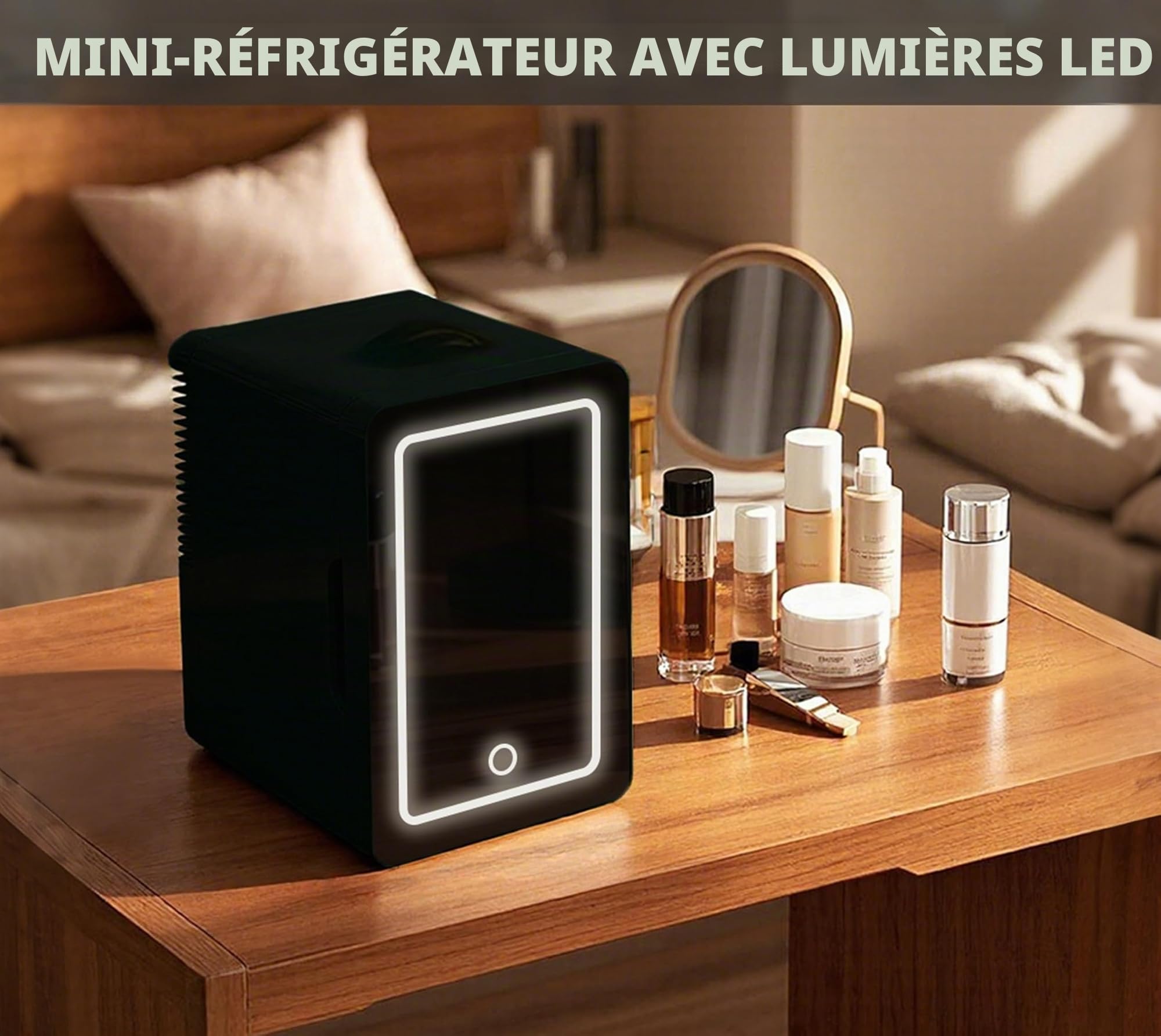 iTOMA Mini-réfrigérateur personnel, Capacité 6 L, Peut réfrigérer produits de soin, snacks, boissons, Portable & Compact, Noir K6200BK