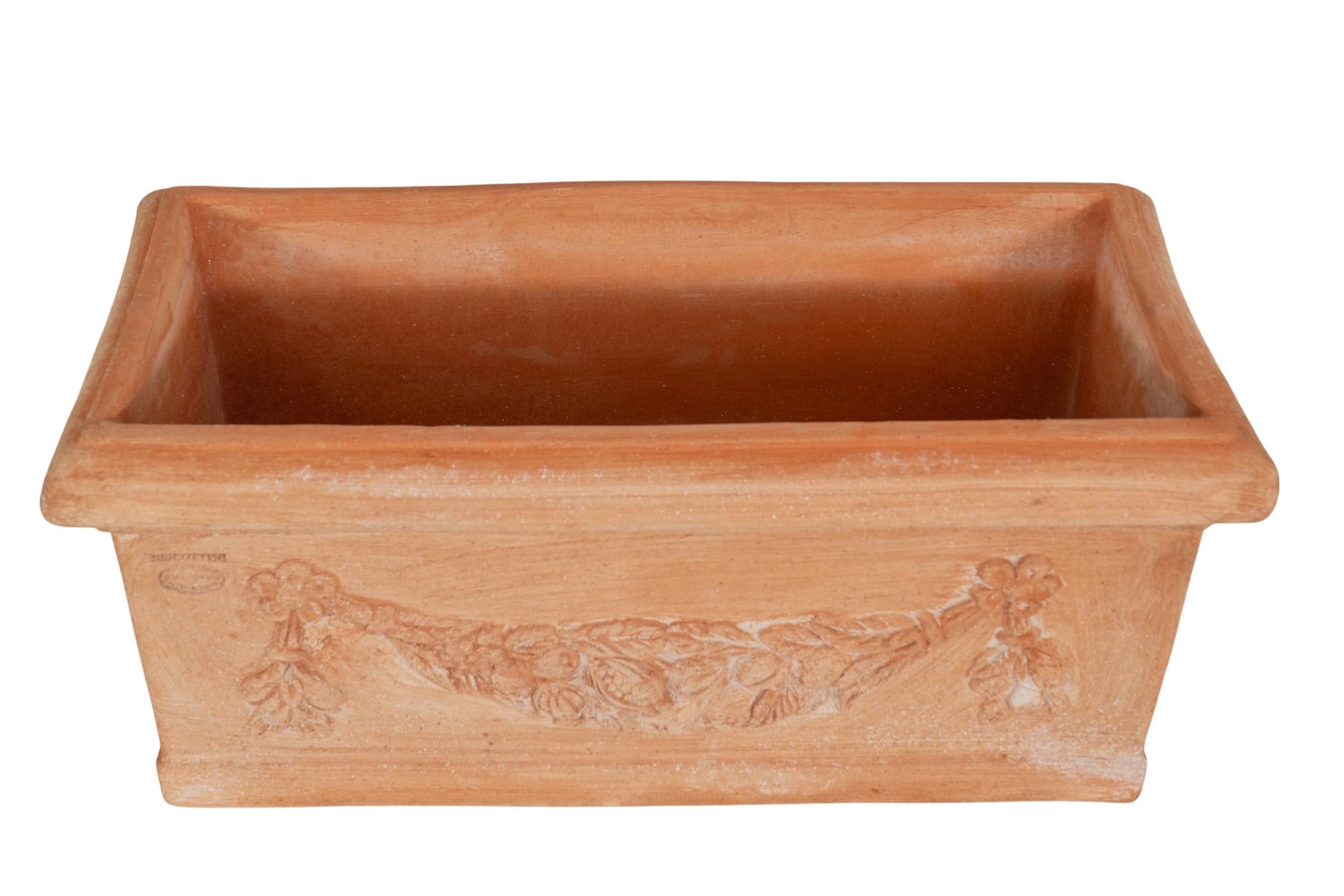 Biscottini Pot en terre cuite artisanal Made in Italy 61 x 29 x 27 cm – Jardinière rectangulaire pour plantes – Pots décoratifs extérieur et intérieur – Bol en terre cuite pour fleurs – Pot moderne