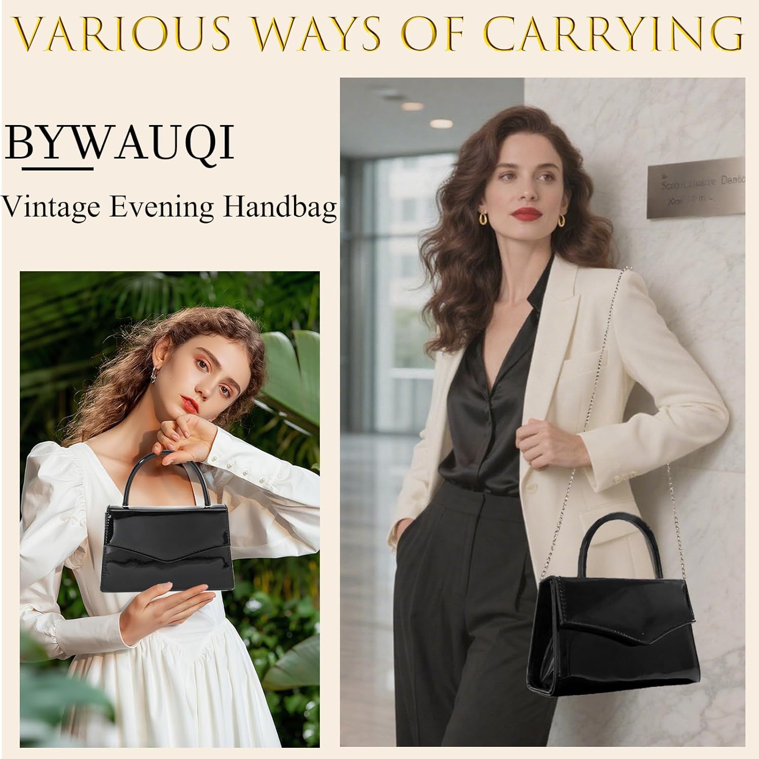 Evening Clutch Purses for Women Patent Leather Purse Black Clutch for Formal Prom Wedding Party Brida Cocktail - Image 2