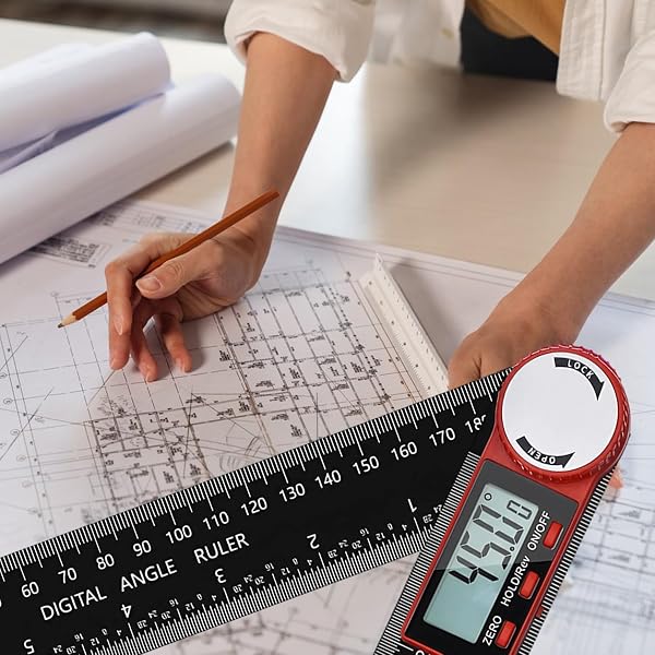 Digital Angle Finder Ruler Protractor, Stainless Steel Digital Angle Finder Tool, 360° Inclinometer Goniometer, Tools & Home Improvement with LCD Display, for Woodworking Construction Repairing - 5
