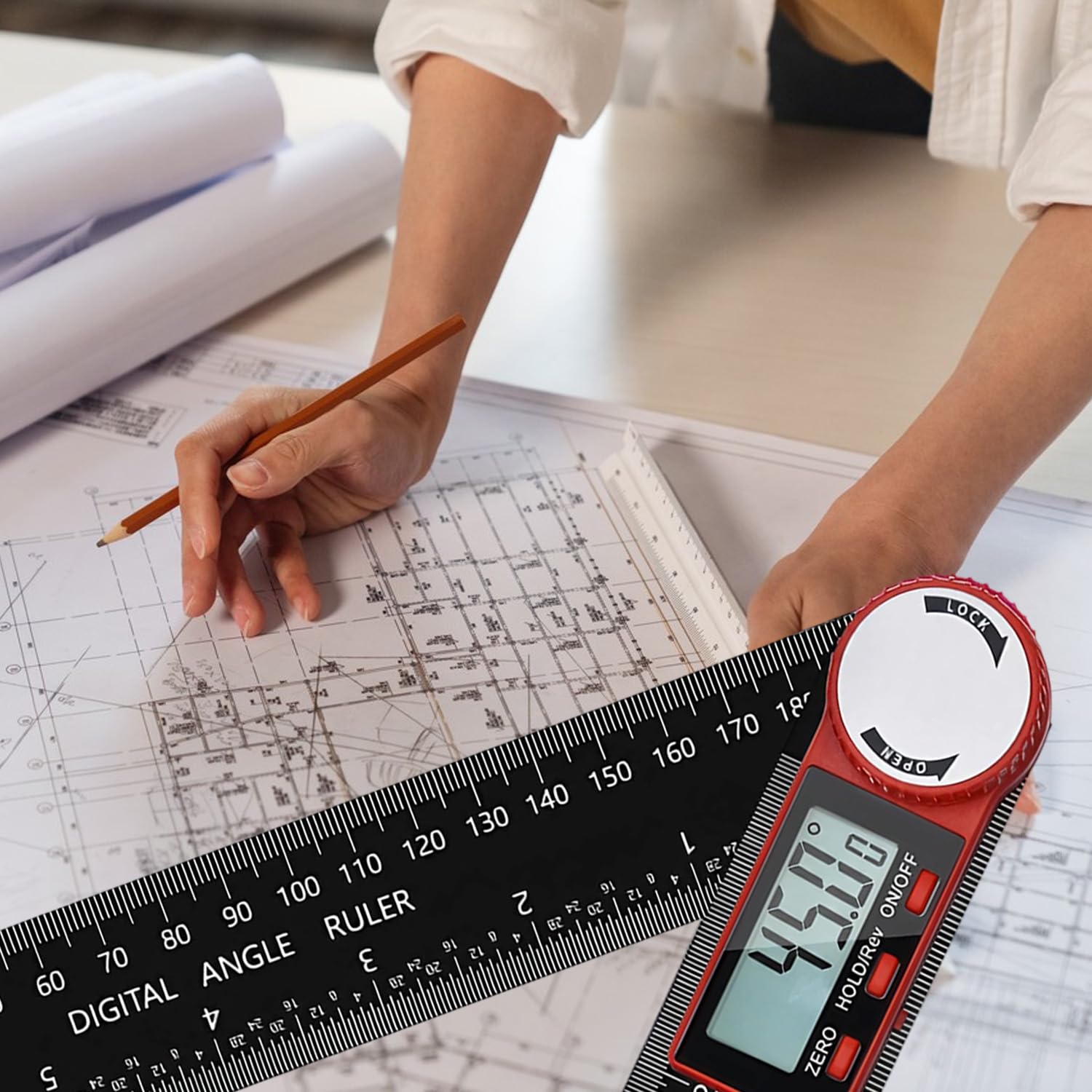 Digital Angle Finder Ruler Protractor, Stainless Steel Digital Angle Finder Tool, 360° Inclinometer Goniometer, Tools & Home Improvement with LCD Display, for Woodworking Construction Repairing — view 5