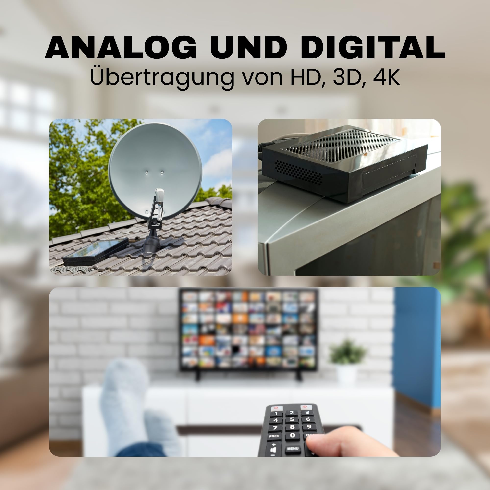 TronicXL Répartiteur d'antenne coaxial 8 voies haut de gamme HD 3D 4K répartiteur souple par exemple pour DVBT DVBT2 DVBC SAT Unicable TV par câble Télécommande 8 voies HDTV TNT
