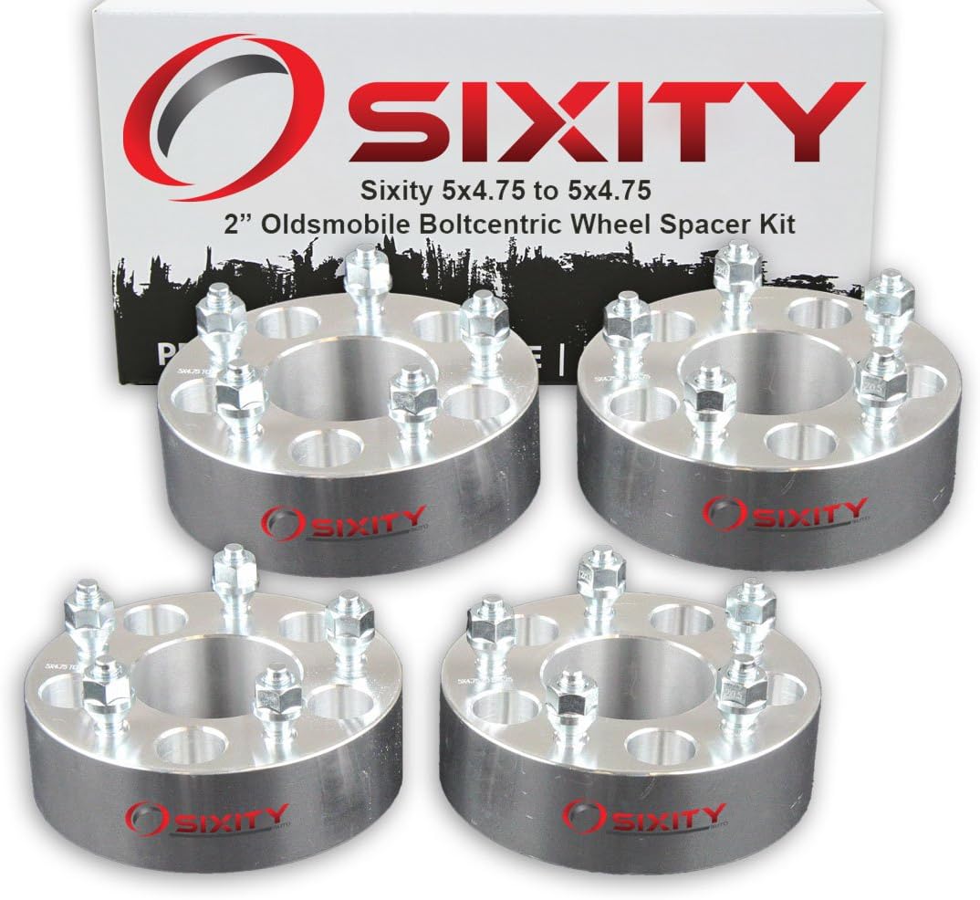 Sixity Auto 4 pc 2" 5x4.75 Wheel Spacers compatible with Oldsmobile Cutlass Supreme M12x1.5mm 1.25in Studs Lugs