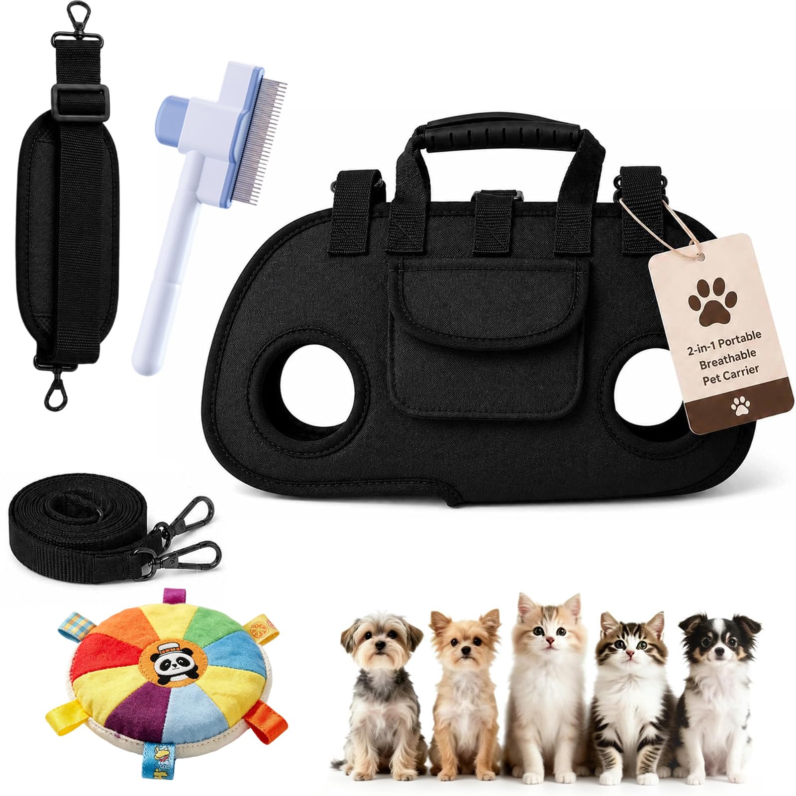 Transportín transpirable para mascotas de 2-12 kg con tejido Oxford lavable XL