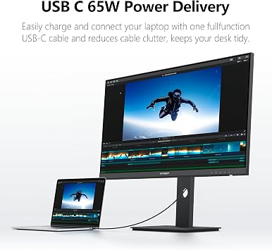 INNOCN 27 4K USB-C Monitor for Laptop MacBook/Mac mini - 16:9 IPS 3840 x 2160 Display, HDR400, DeltaE<2, DisplayPort, HDMI PC Monitor, 1.07B+ Colors, Built-in Speakers, Adjustable Stand, Black