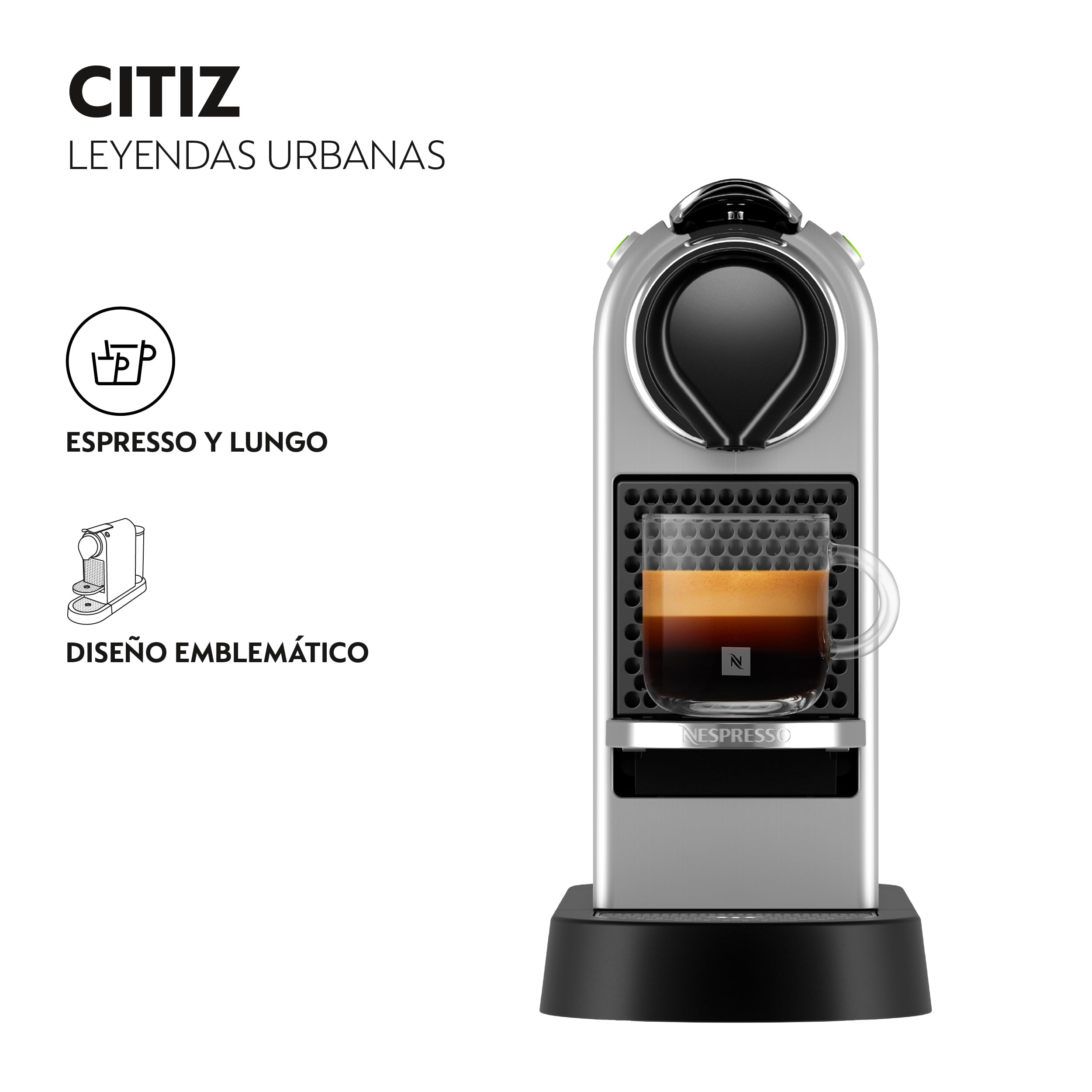 Krups Nespresso Citiz - Cafetera de cápsulas, 19 bares, Compacta y elegante, Thermoblock, Limpieza fácil, Función automática, Modo Eco, Incluye kit bienvenida, Plata, XN741B10 | Compacta y elegante, Thermoblock, Limpieza fácil, Función automática, Incluye