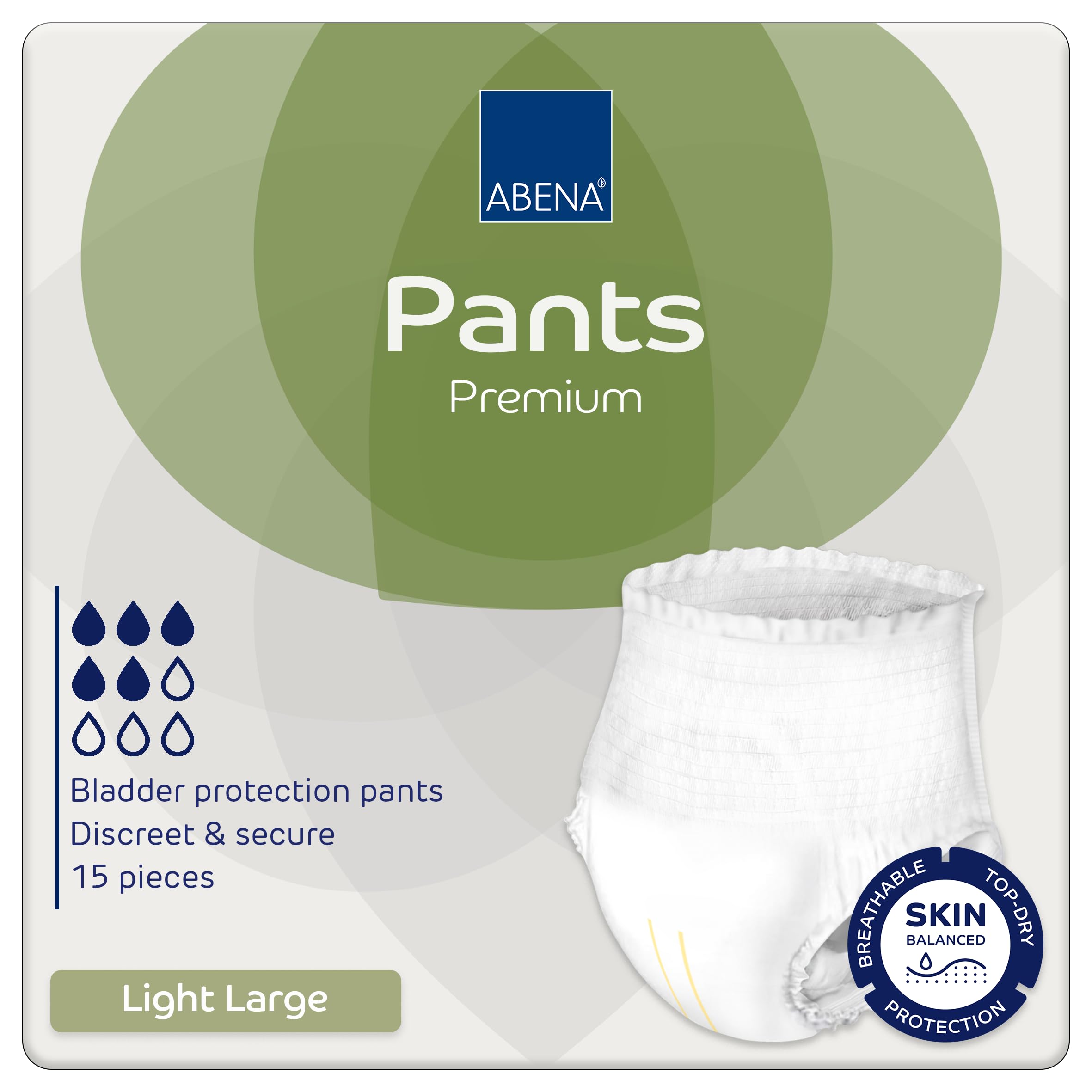 Abena Incontinence Pants Light, Eco-Labelled Incontinence Pants for Men & Women, Comfortable, Protective & Discreet, Fast Absorption, Sustainable Incontinence Pads - L0, 900ml, 40-56" Waist, 15PK