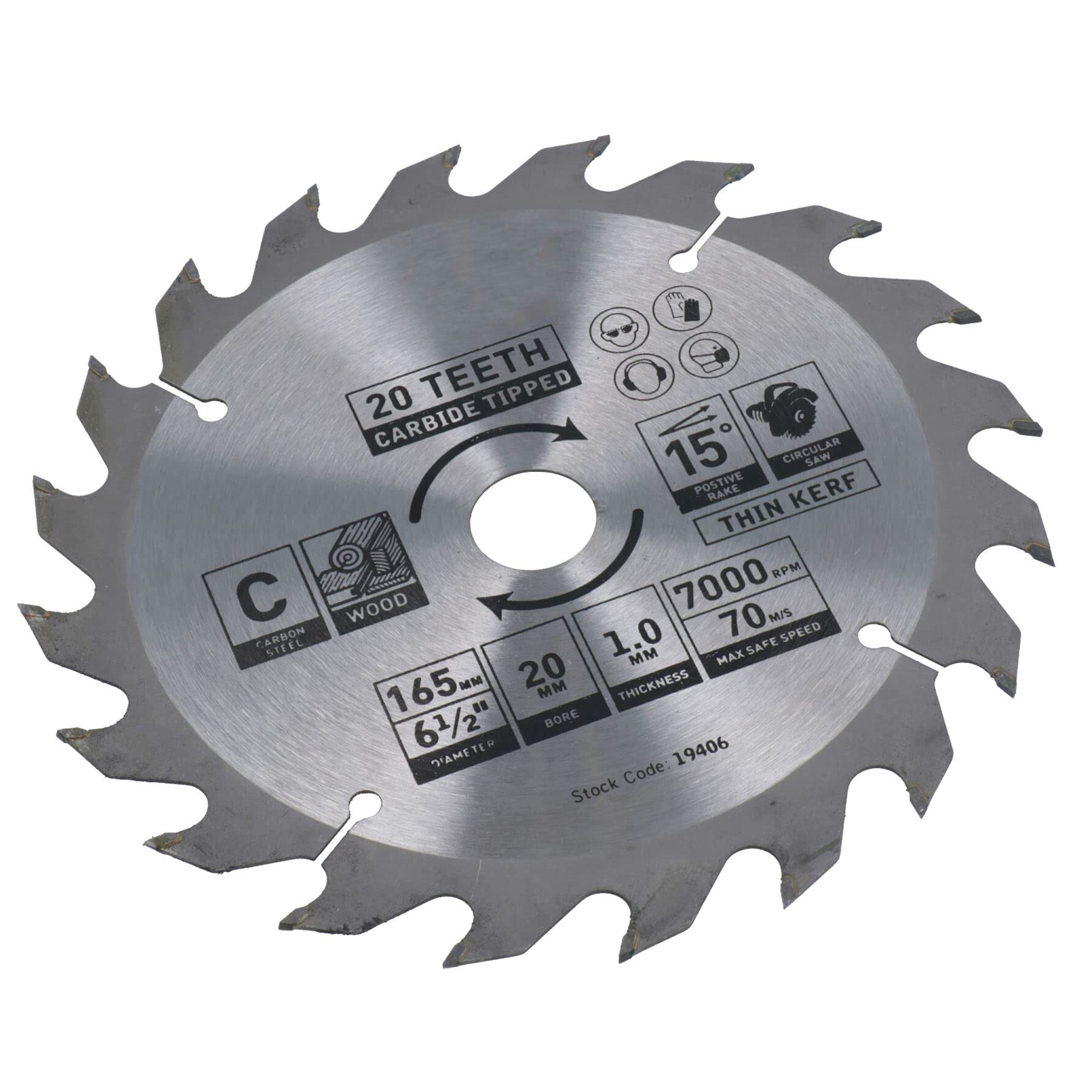 Brzeszczot do piły tarczowej 165 mm x 20 mm 20 zębów TCT gruba tarcza tnąca drewno 5 szt