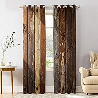 Vista 122 de Shrahala Cenefas de cocina de madera marrón con tablones vintage, panel de media ventana, tratamiento de ventana multicapa de poliéster opaco