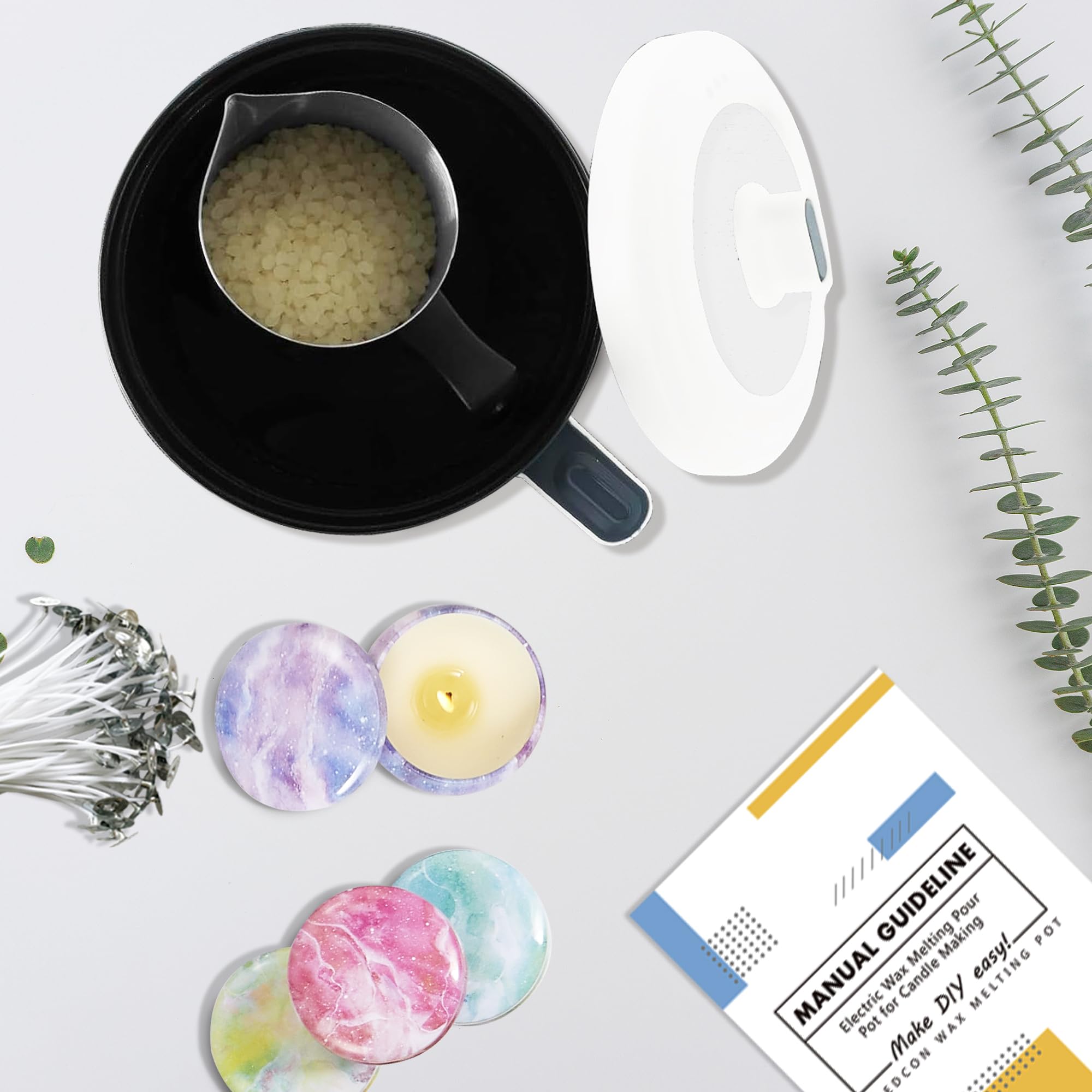VUSIBA Kit de fabrication de bougies avec pot de fusion de cire, kit de bougies parfumées DIY pour adultes débutants, fabriquez vos propres bougies