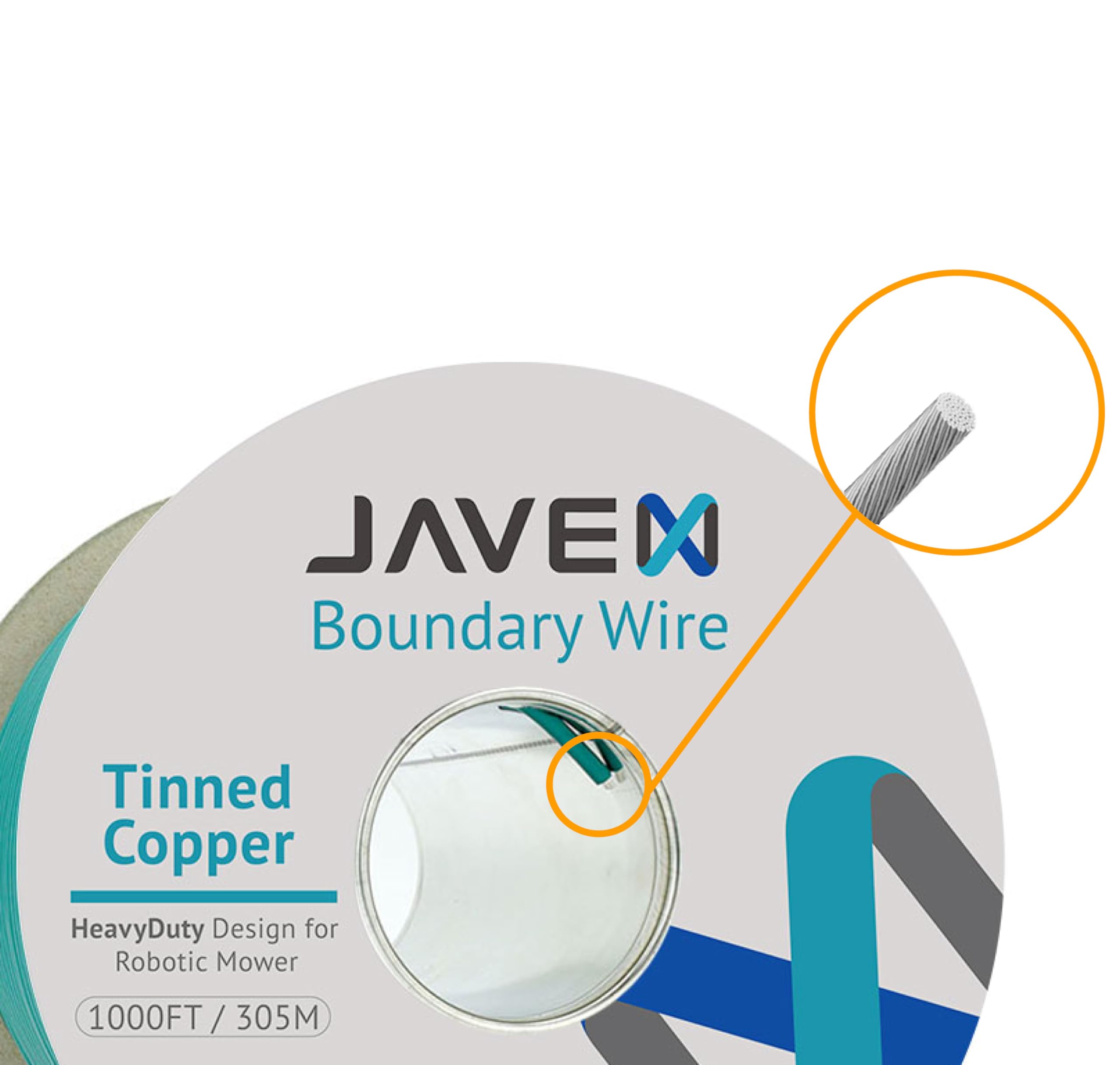 JAVEX Robotic Mower Boundary Wire Cable- Tinned Copper, Heavy Duty Universal for Gardena, Husqvarvna, Worx & Other Lawn Auto-Mower Brands Installation Kit [3.4mm, 24strand x 0.25mm] Green, 305M/1000FT