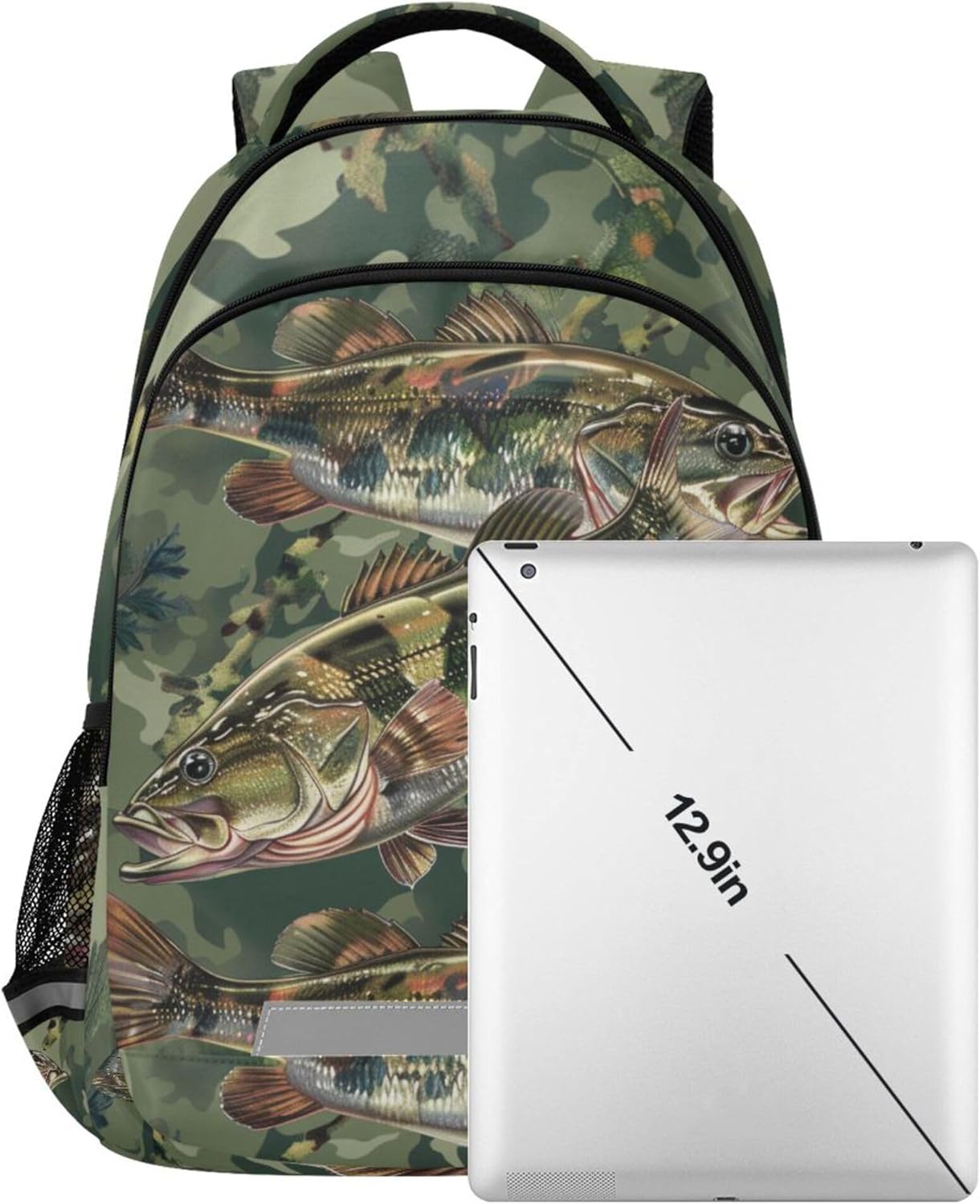 Bass Fish Printing Backpack for Student Kids Rucksack Boys Girls School Bag Travel Daypack