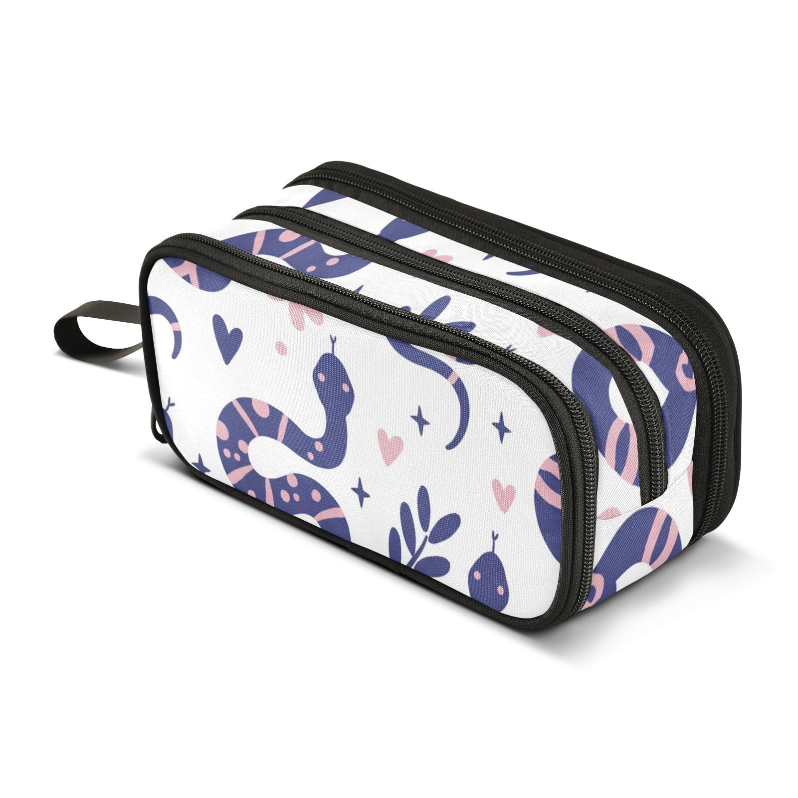 ISAOA Big Capacity Pencil Cases Cute Snakes Floral Pouch Bag Large Pen Bag Stationery Bag for Girls Boys Student Adults Zipper Pencil Pouch
