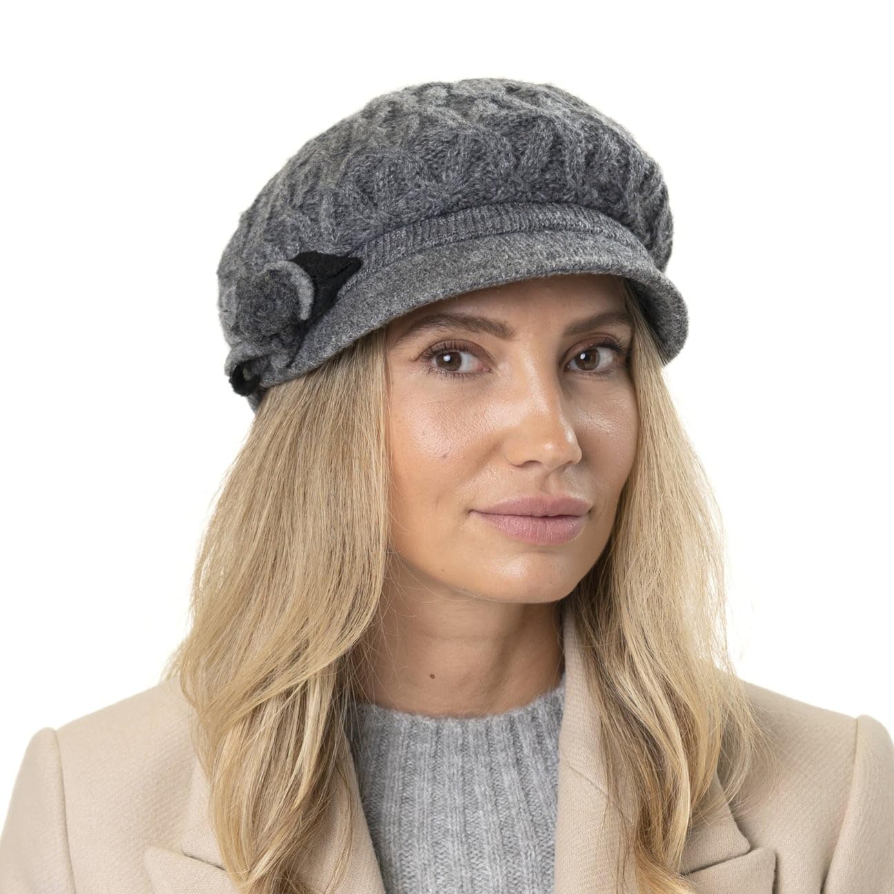 LIERYS Carra Coppola Newsboy Oversize Berretto Mohair Flower Prodotto in Italia Donna Autunno Inverno