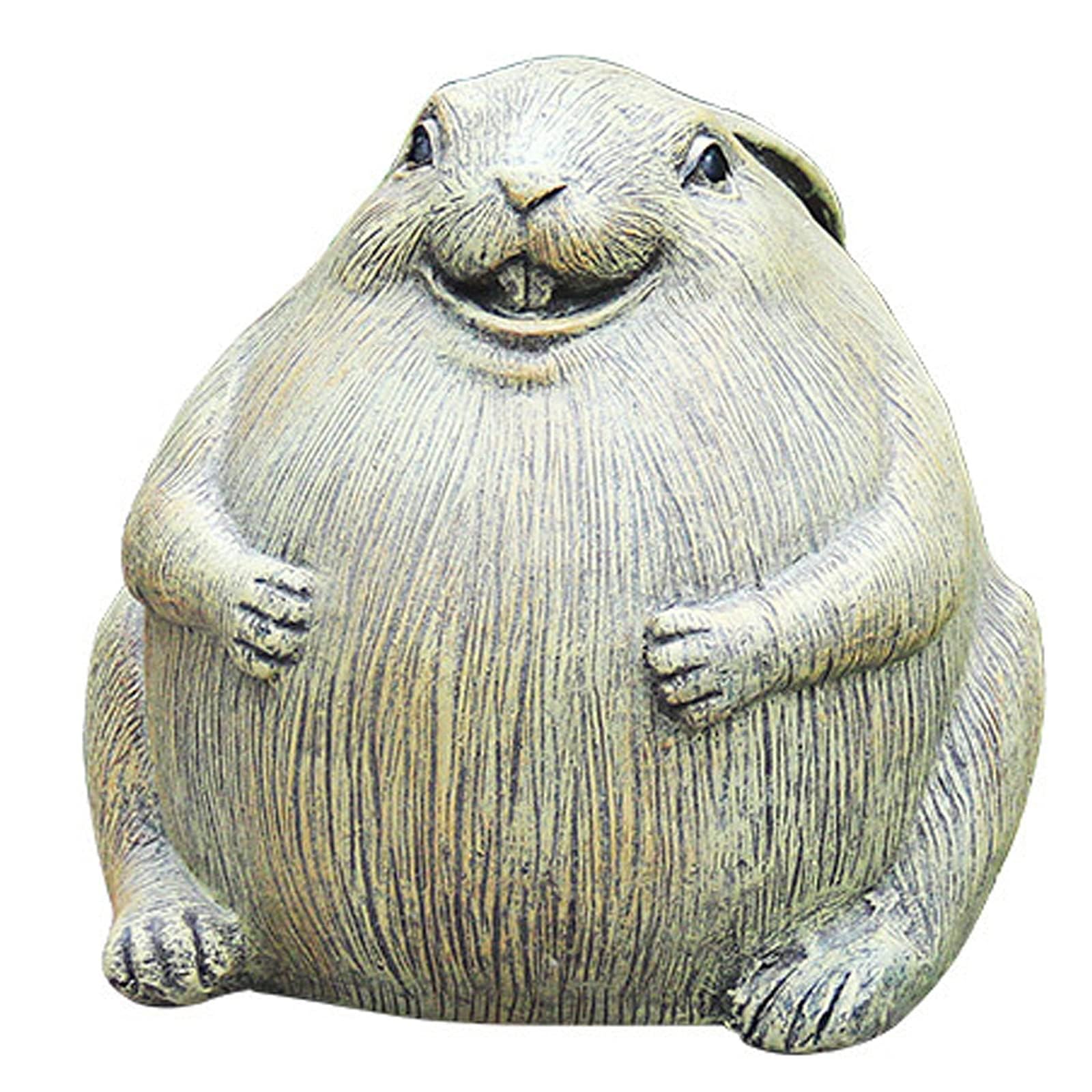 Yxcqhzm Grey Cute And Funny Fat Rabbit Garden Statues Resin Animal Sculpture Outdoor Figurines Decor For Patio Lawn Yard Ornaments