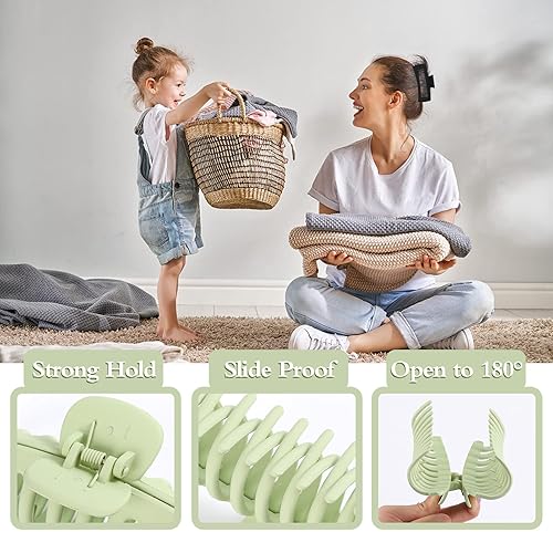 Miniatura 5 de Paquete de 8 pinzas grandes para el cabello para mujer, pinzas de pelo grandes de 5 pulgadas, pinzas antideslizantes de sujeción fuerte para cabello