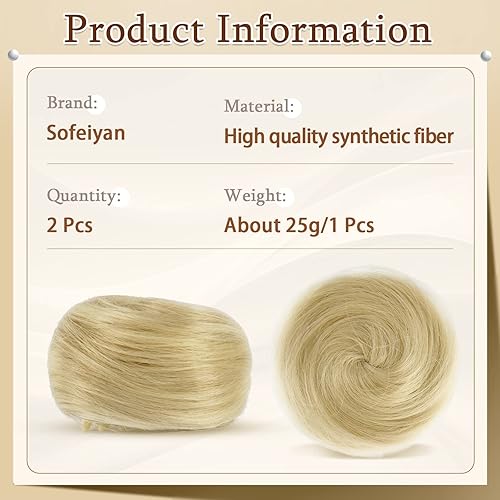 Miniatura 42 de SOFEIYAN 2PCS Messy Bun Hair Piece Wavy Curly Chignon Extension Mini Messy Hair Bun Scrunchies Synthetic Donut Wig Accessory Updo Space Bun Hair