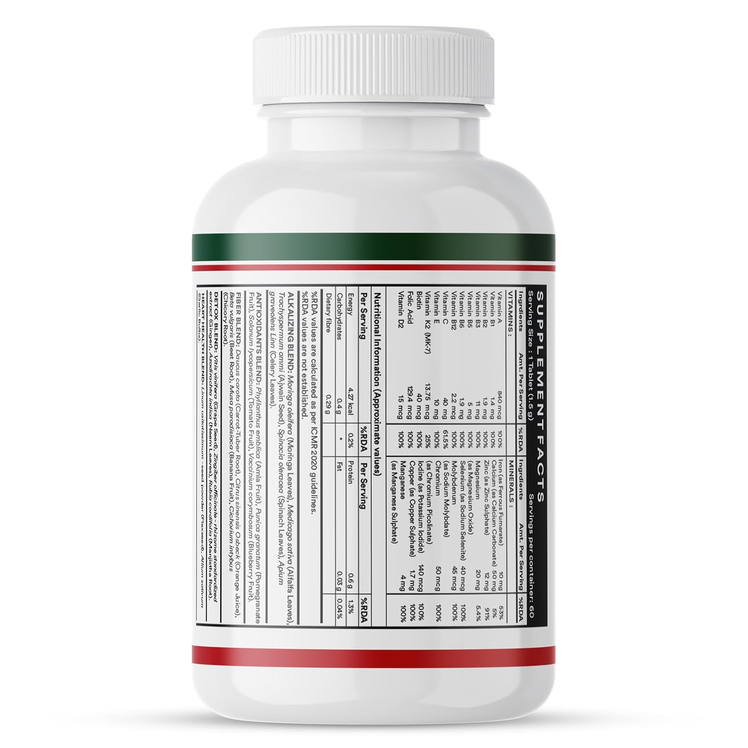 Inlife plant based multiwitamin tablet for men and women | 75+ materials with vitamin B12, D3, superfoods, greens, vegetables, fruits and herbs complement for impint - 60 tablets Inlife plant based multiwitamin tablet for men and women | 75+ materials with vitamin B12, D3, superfoods, greens, vegetables, fruits and herbs complement for impint - 60 tablets