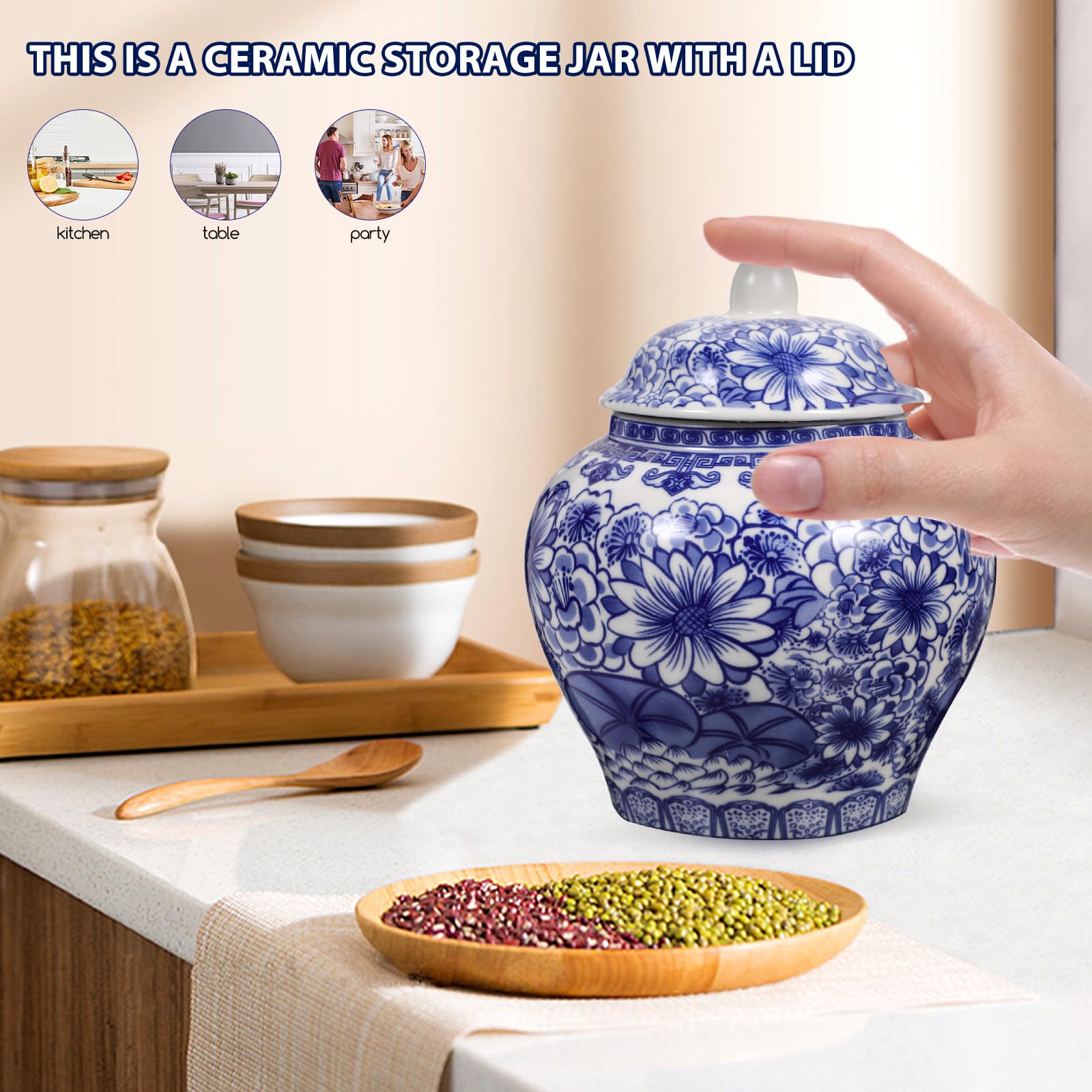 jojofuny Contenedor de Cerámica Plata Diseño Clásico y Detalles Redondeados Fácil de Limpiar para Almacenar Té y Adecuado para Uso en Cocina