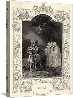 ART.COM Stretched Canvas Print Macbeth, Act I Scene III: Macbeth and Banquo Encounter the Three Witches, 12" x 16"