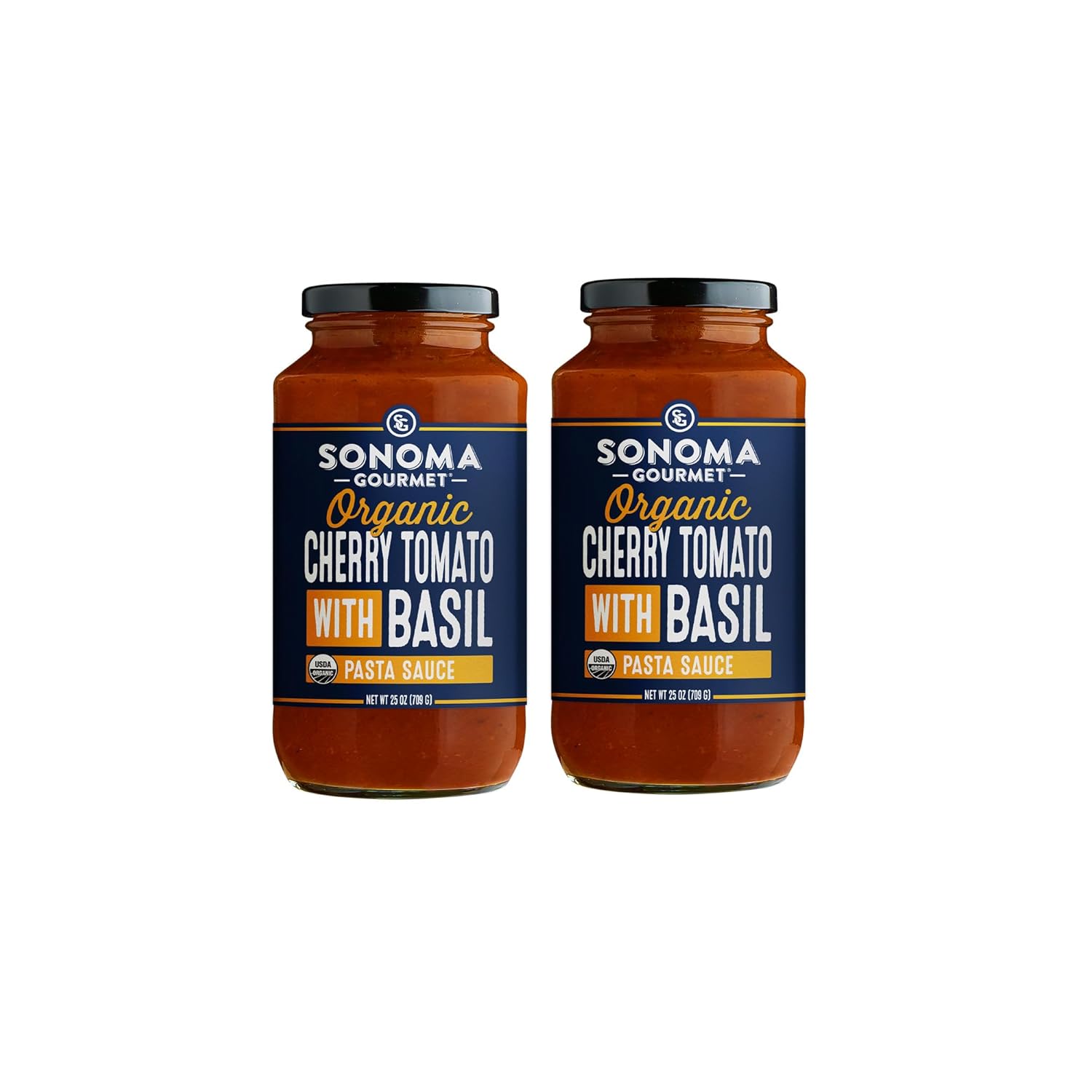 Sonoma Gourmet Seven Veggie Pasta Sauce | USDA Organic, Non-GMO, Gluten-Free and No Sugar Added | Made With Fresh Ingredients | 25 Ounce Jars (Pack of 4)