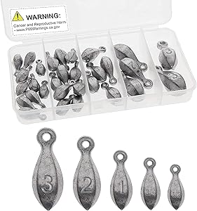 Croch 30pcs Fishing sinkers Kits Bank Sinker Weights for Saltwater Freshwater Fishing Gear Tackle 3oz 2oz 1oz 3/4oz 1/2oz