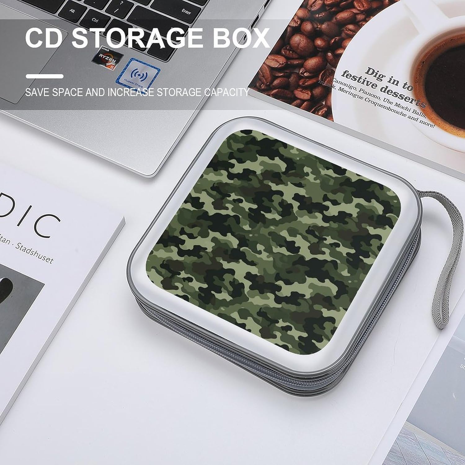 Green Military Camo CD Case CD Storage Box DVD Sleeves