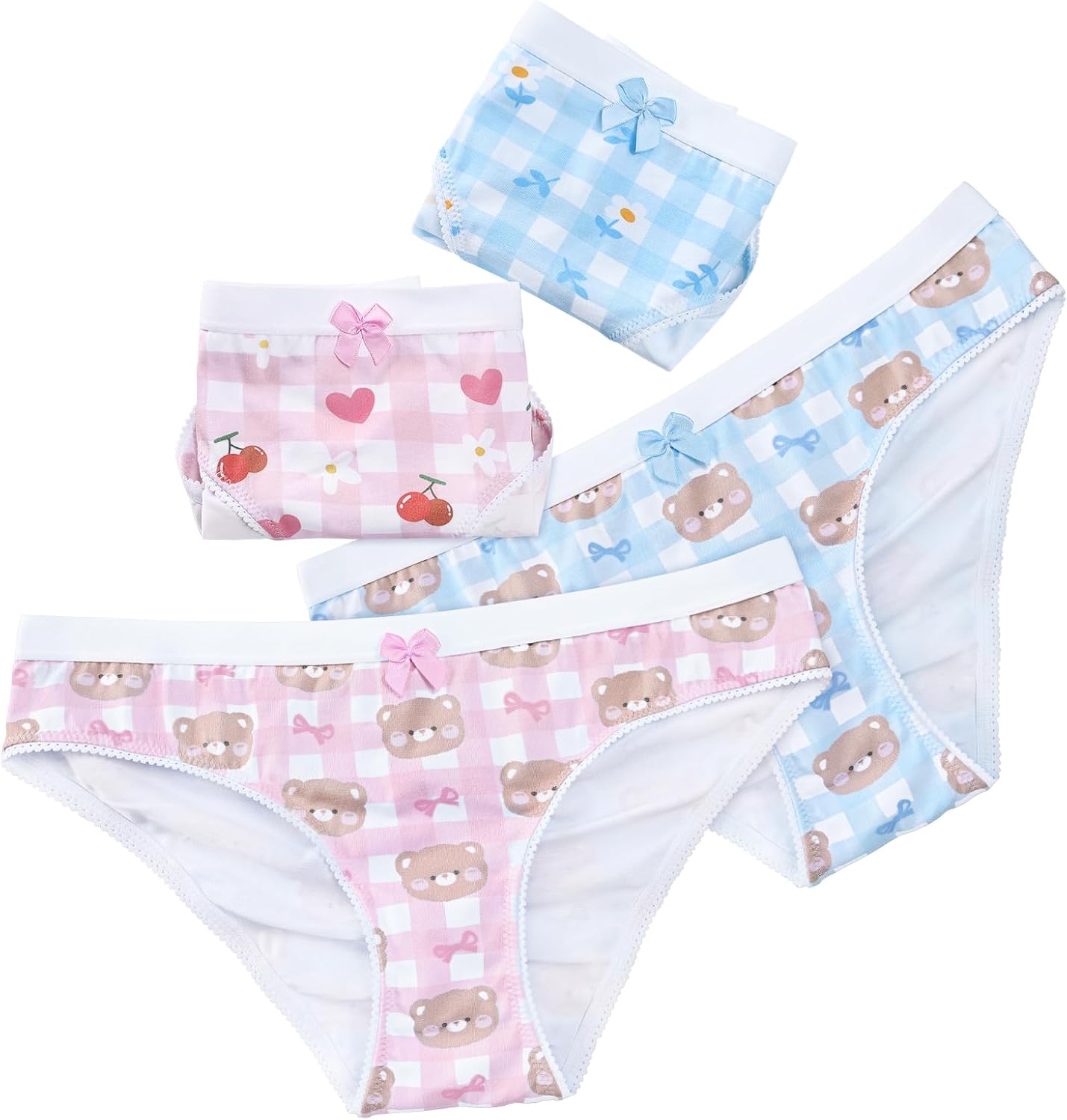 Littleforbig Women's Ladies Soft Cotton Underwear Comfortable Hipster Briefs Babydoll Baby Bear 4 Pack Panties Set - Image 5