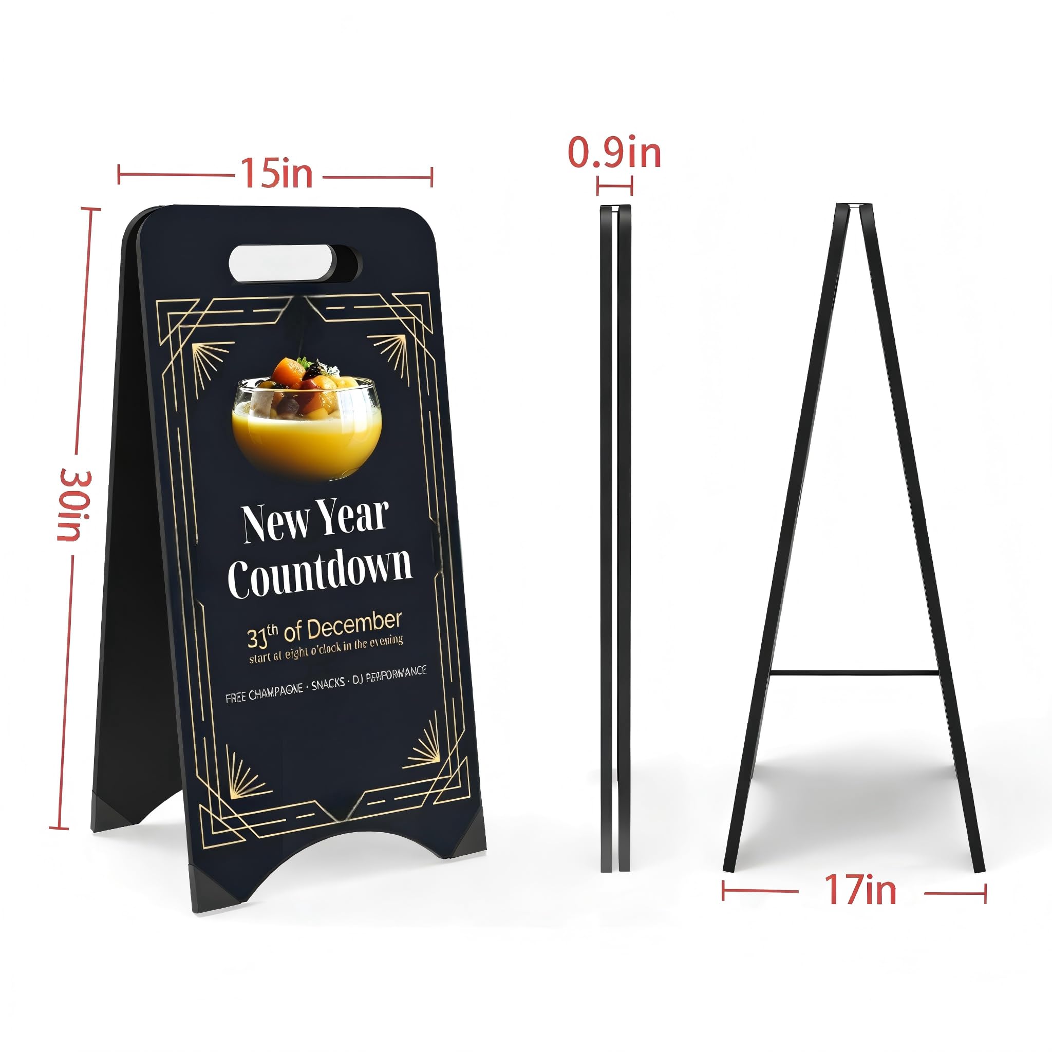 Letrero de pizarra con marco en A, grande, de 16 x 32 pulgadas, tablero de sándwich independiente, letreros de acera de doble cara, pizarra plegable para exteriores, exhibición de menú para bodas,