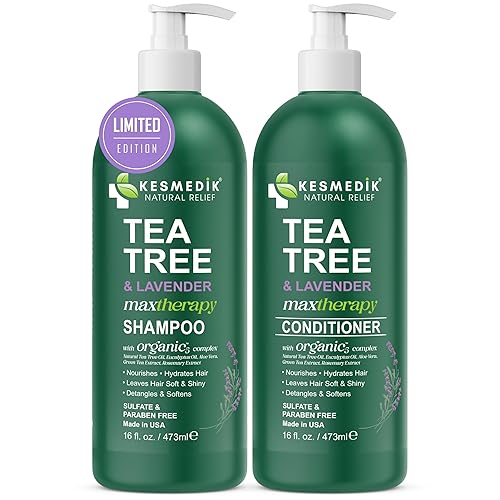 Miniatura 7 de Tea Tree - Juego de champú y acondicionador de lavanda, con menta y romero, limpia, enfría y alivia la picazón del cuero cabelludo, sin sulfatos ni