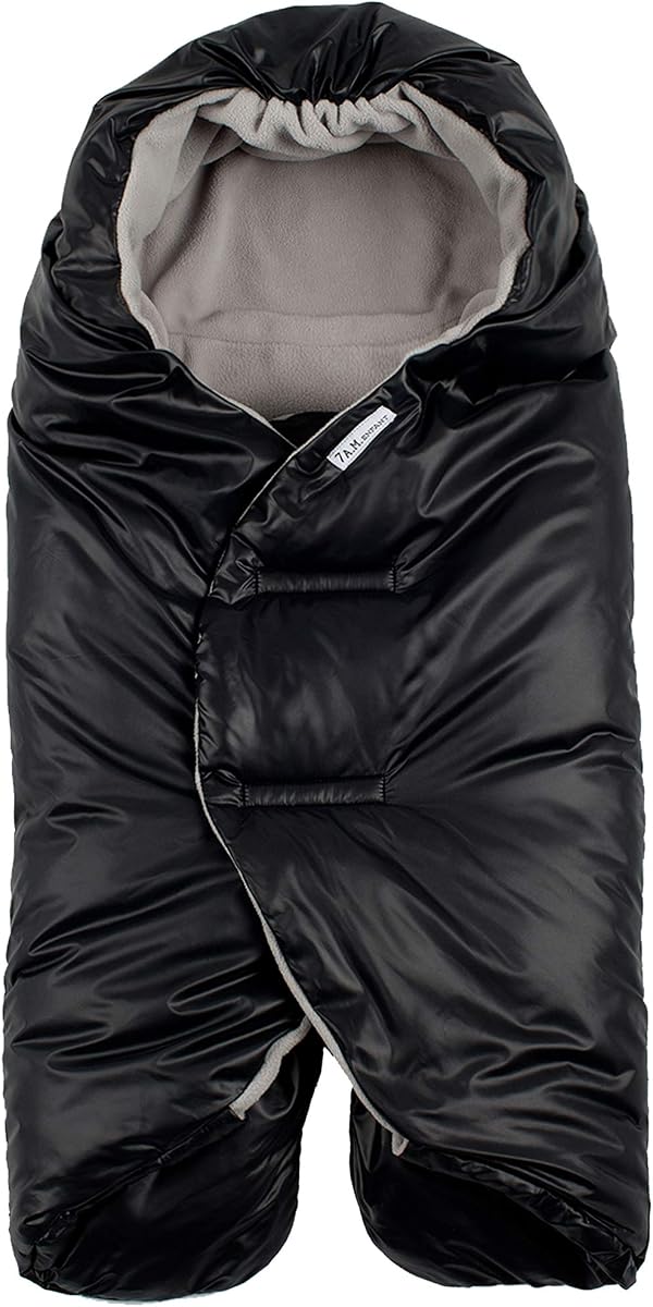 7AM Baby Car Seat Blanket - Multifunctional Car Seat Cover for Toddlers, Winter Stroller & Swaddle Blanket, Micro-Fleece & Plush Lined Warm Carseat Cover | (Black Quilted, Small 0-6M)