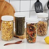 Vista 6 de AOZITA [Paquete de 10] Tapas de Boca Ancha para Tarros Mason de Ball, Kerr y Más - Tapas de Almacenamiento de Plástico Blanco para Tarros Mason