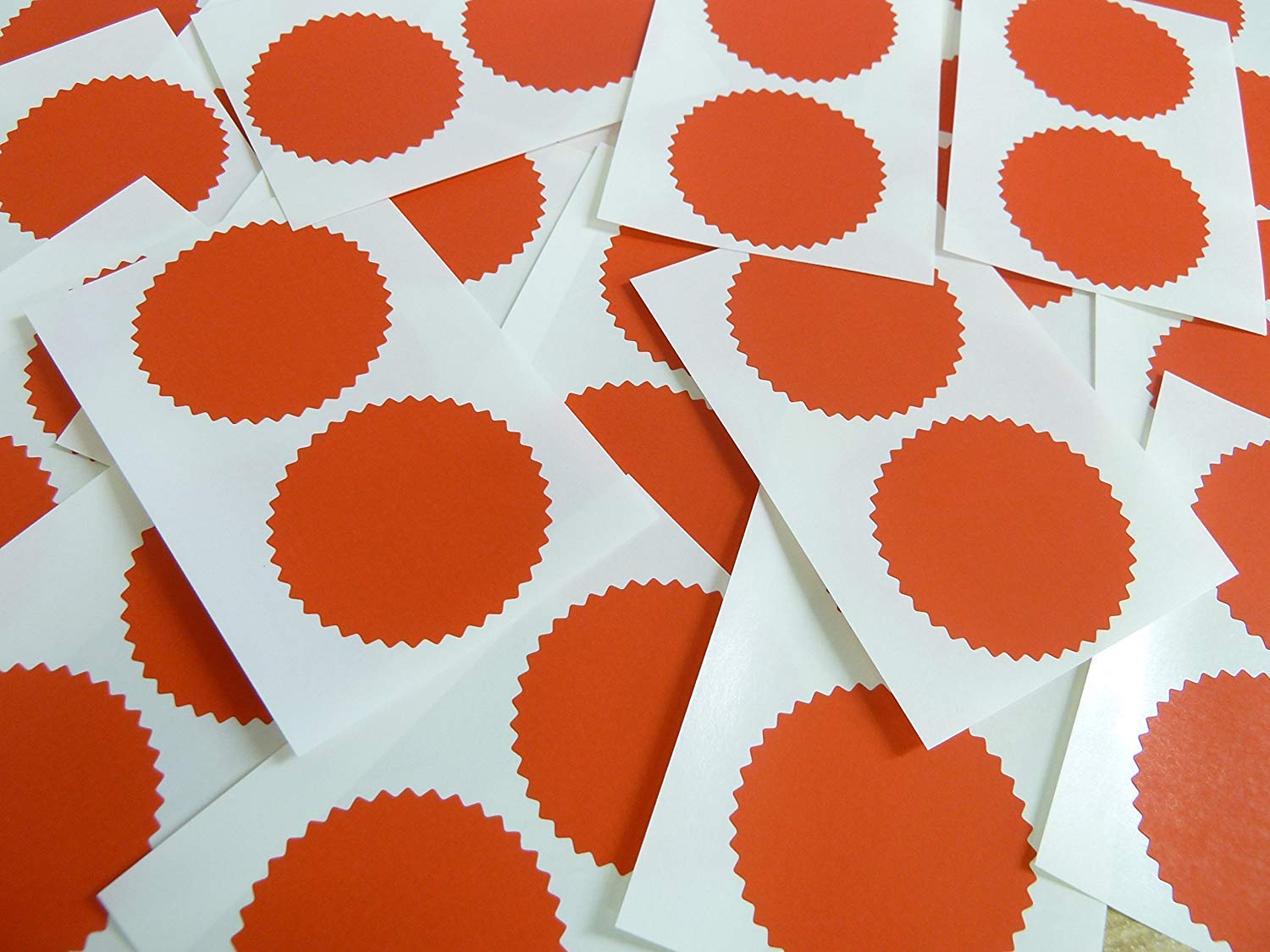42mm Serrated Edge, Matt Red, Certificate Wafer Company Seal Labels, Stickers for Embossing, Awards & Rewards