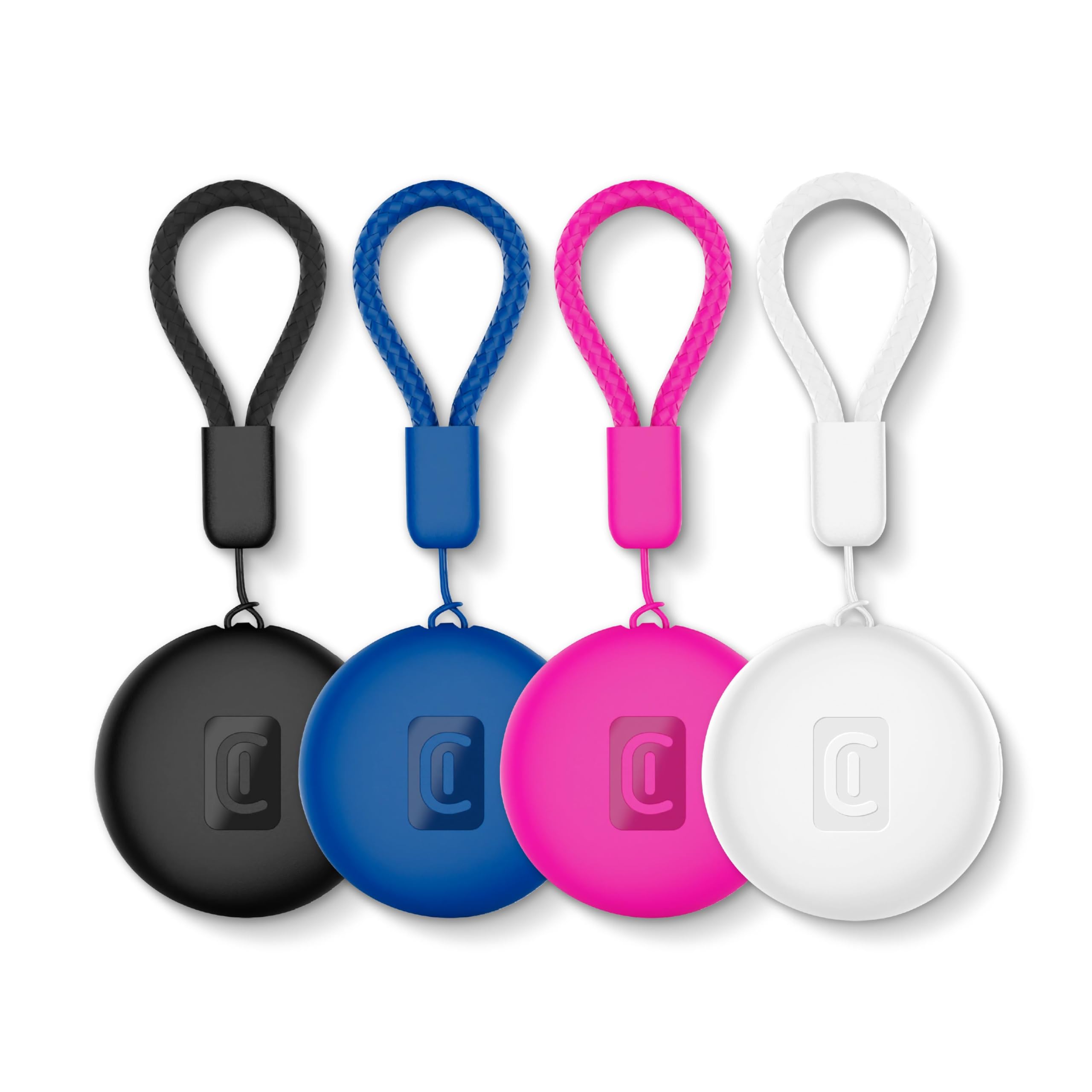 Cellularline localisateur d'objets Tracy Tag Dual pour Apple et Android avec Une Batterie remplaçable, étanchéité IP67 et Lot de 4 en Noir, Bleu, Rose et Blanc