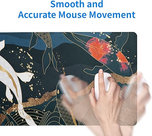 Miniatura 7 de Koi Fish Art - Alfombrilla de mouse abstracta de 31.5 x 11.8 pulgadas, base de goma antideslizante japonesa para juegos de peces Koi, alfombrilla de