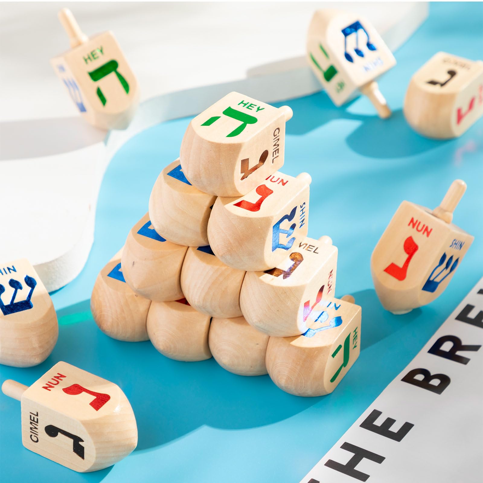 Libima Hanukkah Dreidel in legno naturale, 100 pezzi, per decorazioni per feste Hanukkah, progetti artigianali, forniture per feste in famiglia (6,9 cm)