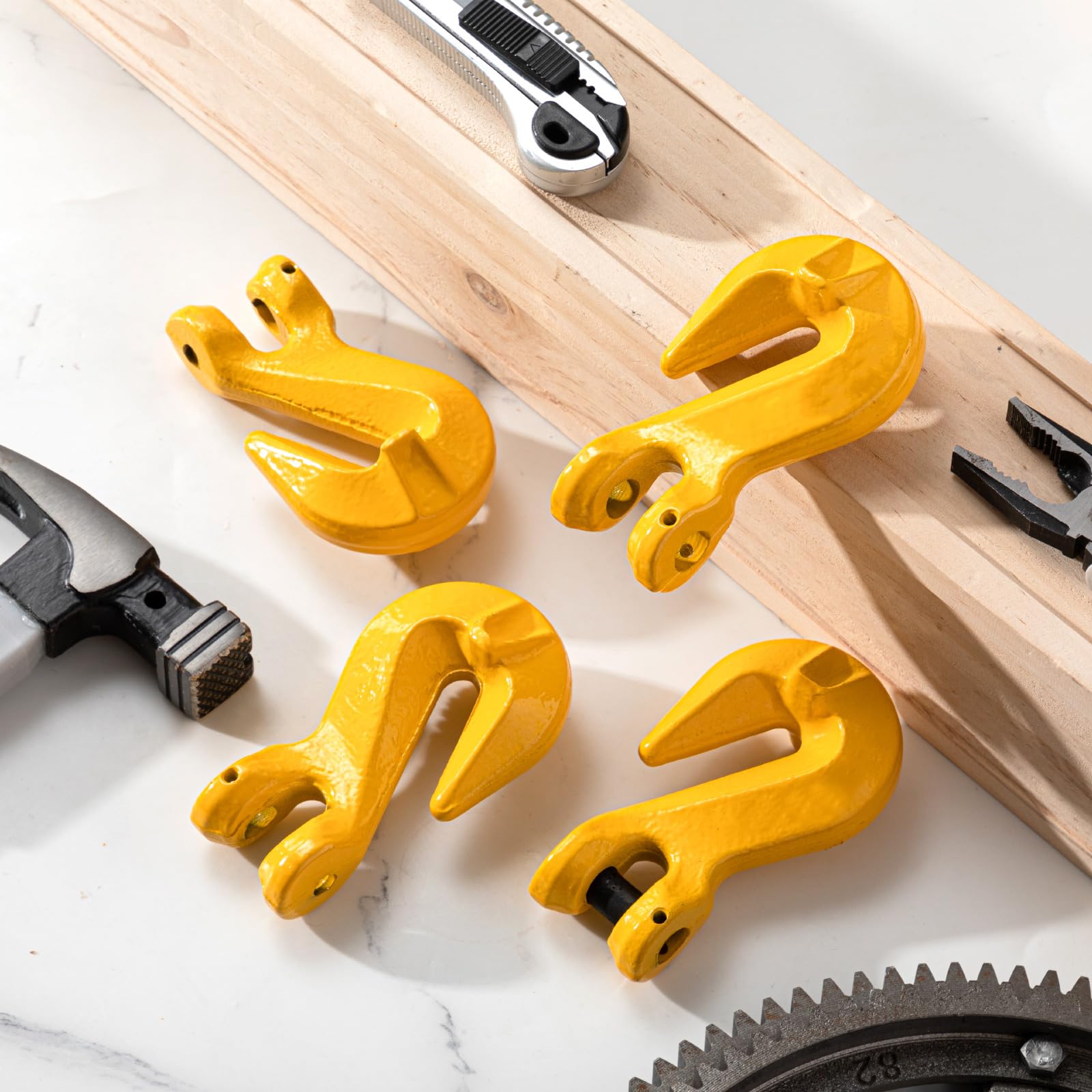 4 ganci da 3/8" in acciaio grado 80, carico di lavoro 3220,5 kg, per camion di sollevamento pesanti, rimorchio, catena di traino