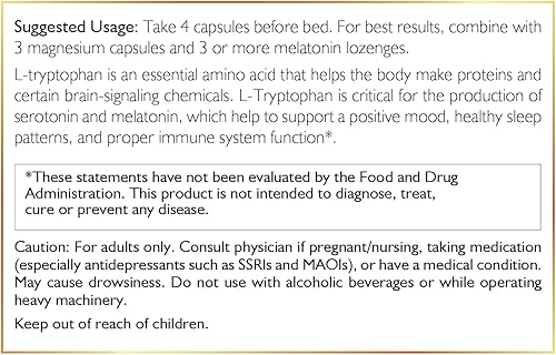 Miniatura 4 de Cocó March N.M.D L-triptófano Sleep Aid 500 mg, sin gluten, vegano, sin OMG, sin lácteos, apto para dieta cetogénica, sin soja, 30 porciones