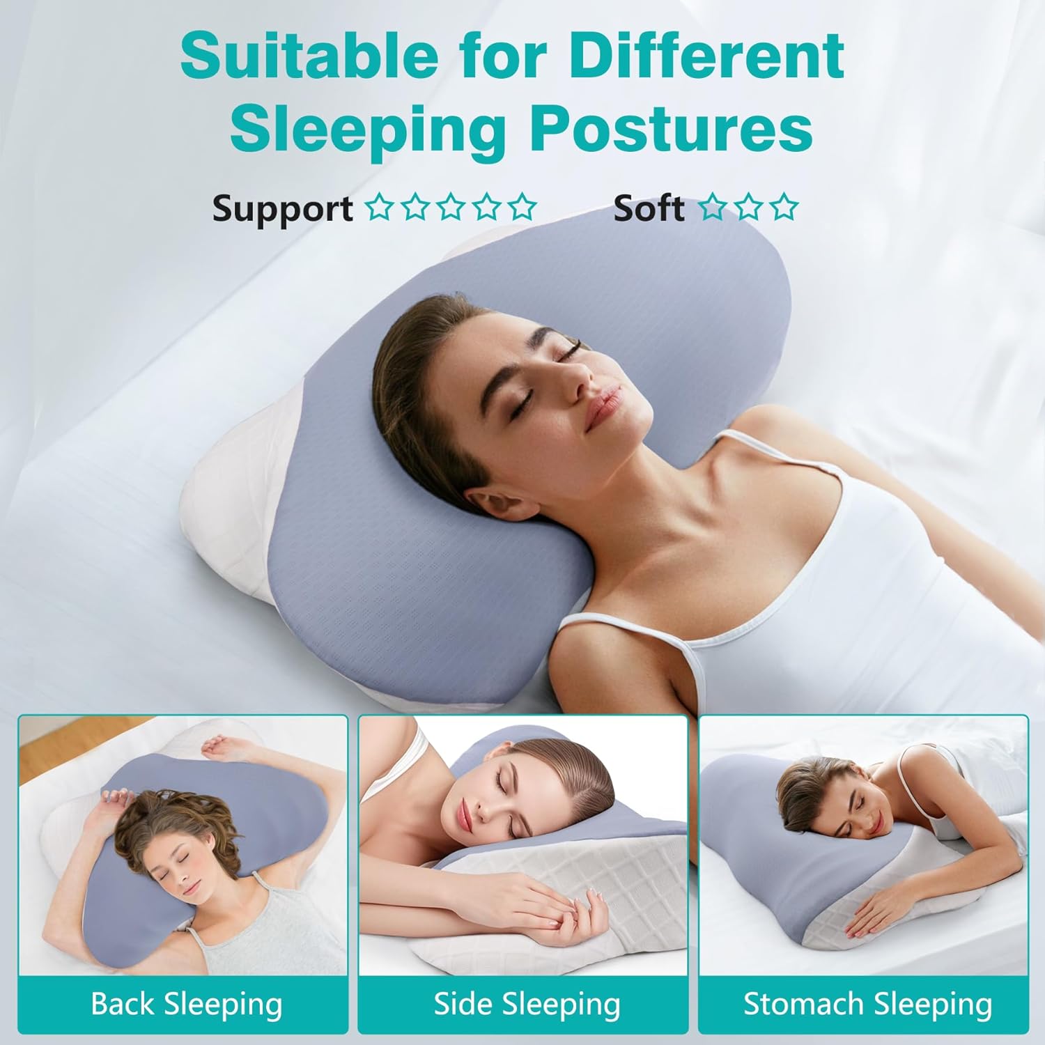 Cozyhealth Cervical Pillow for Pain Relief Sleeping, Ergonomic Contour Memory Foam Neck Pillow for Sleeping, Orthopedic Bed Pillow Side Sleeper Pillow Memory Foam Pillows for Back & Stomach Sleepers - Image 5