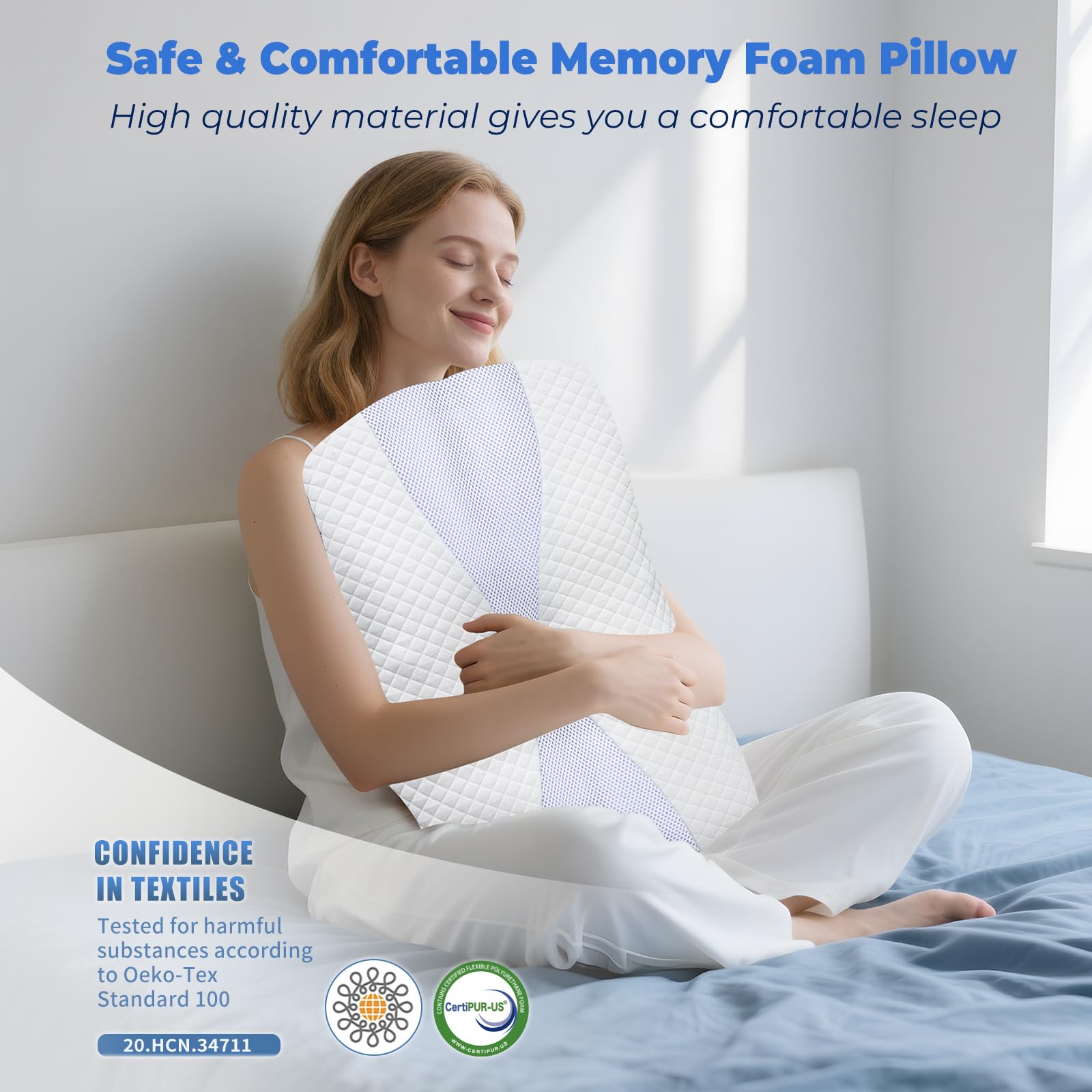 Oreiller Ergonomique Mémoire De Forme - Soutien Cervical - Pour Dos, Côté, Ventre - SAHEYER