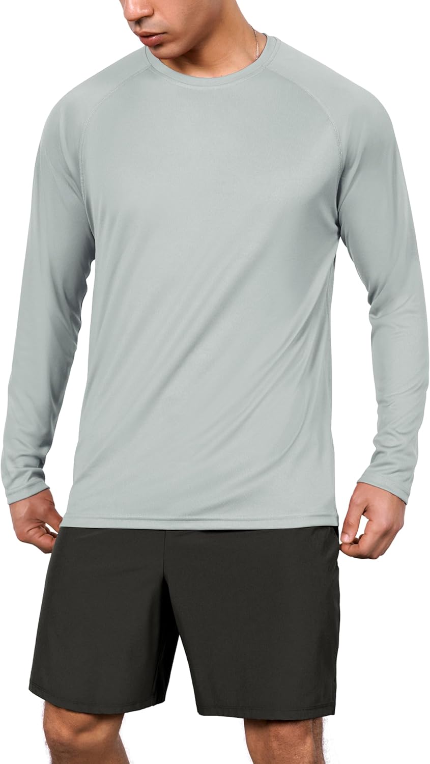 ODODOS Men's Quick Dry Long Sleeve Shirts UPF 50+ Sun Protection SPF Athletic Tops Workout Fishing T-Shirts