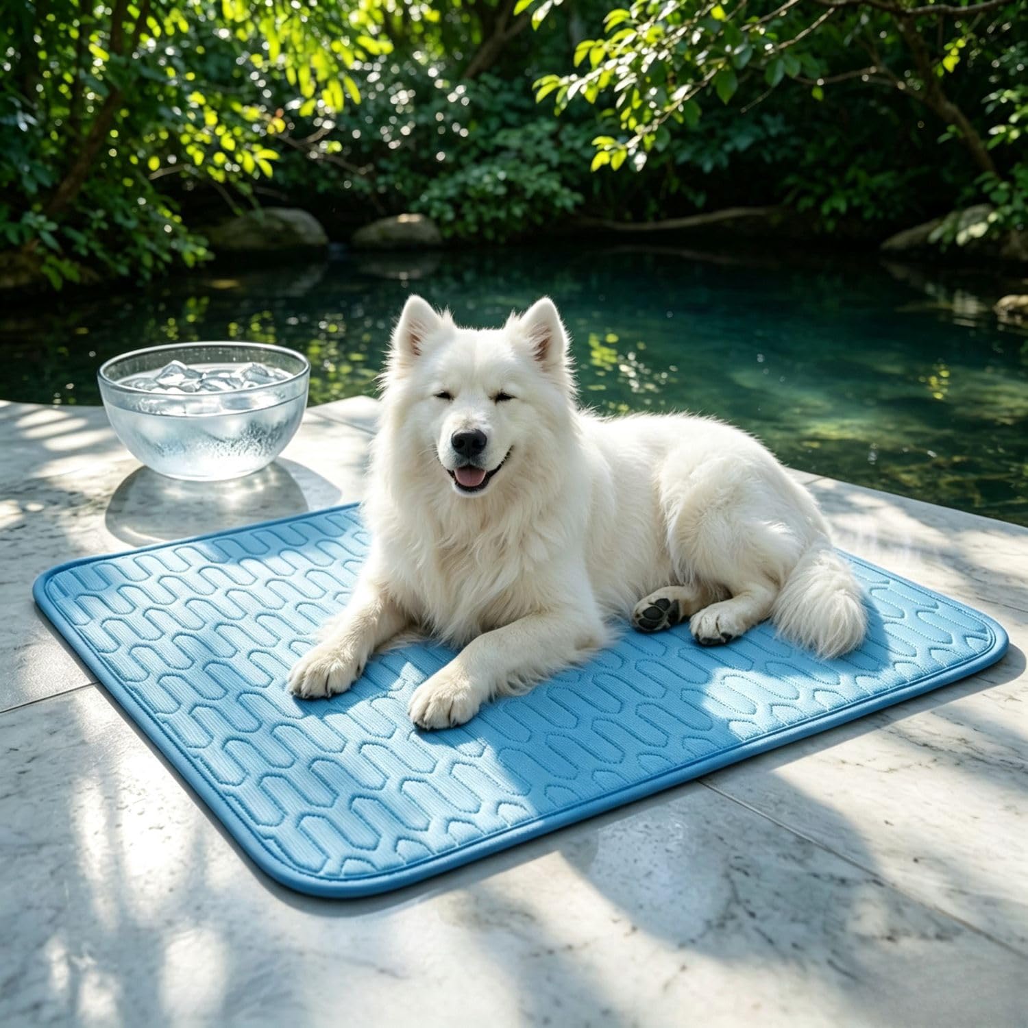 Cooling Mat Washable Ice Silk Breathable Pet Blanket, Breathable Ice Silk Pet Cooling Blanket for Dogs, Washable Non-Slip Summer Dog Mat for Kennel Crate Puppy Bed，Blue：100 * 70cm