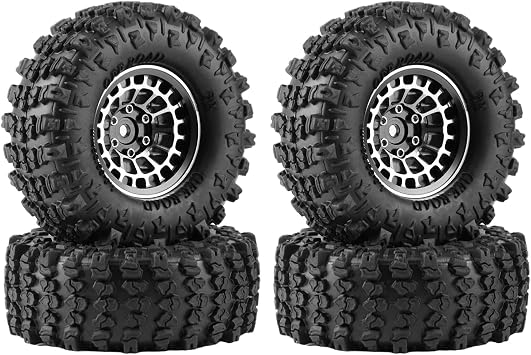 مجموعة إطارات GLOBACT مقاس 1.3 بوصة - عجلات Beadlock مقاس 3.75 مم لترقية Axial SCX24 AX24 TRX4M 1/18 1/24 RC Crawler باللون الأسود