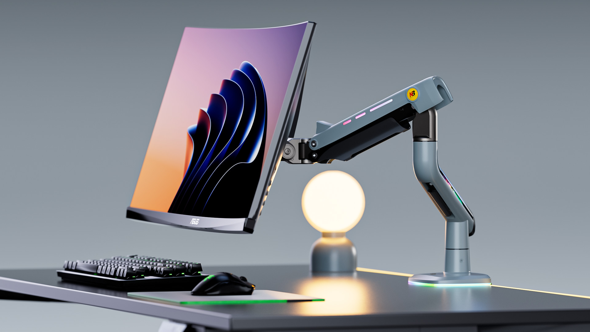 Amazon.co.jp: NB ERGONOMIC 【RGBライト付き】大型モニターアーム 大